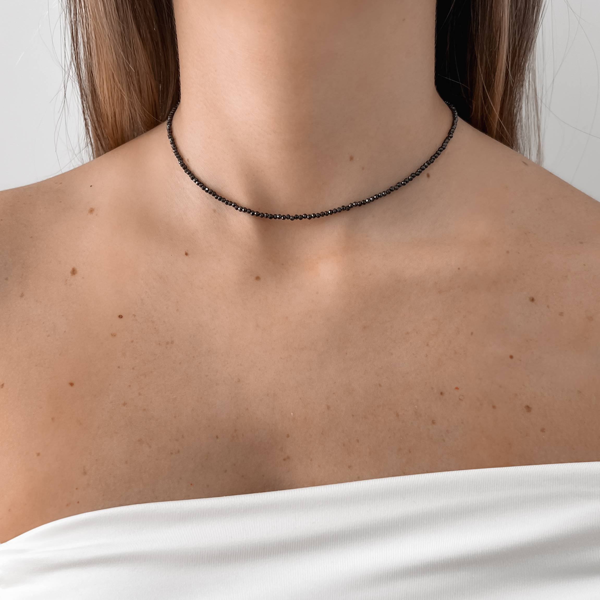 Imagem Choker zircônia redonda facetada ônix 2mm