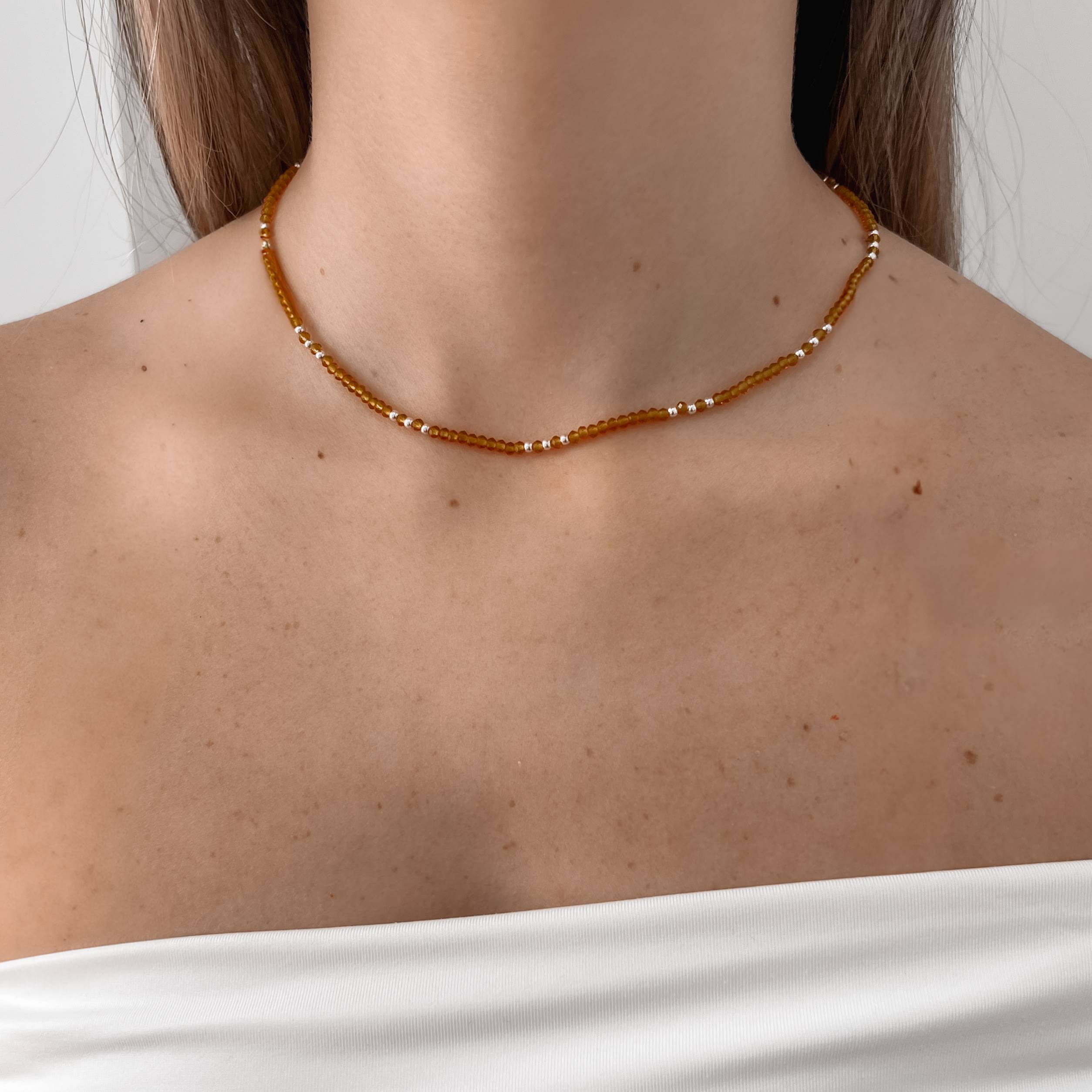 Imagem Secundária Colar cristal camel 3mm com bolas 40+5cm