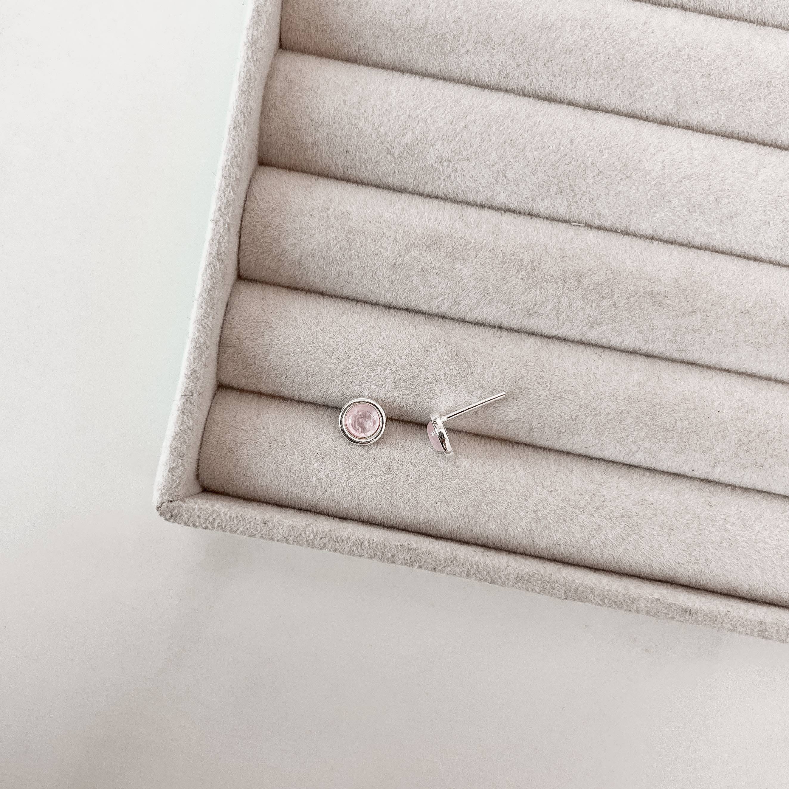 Brinco quartzo rosa 7mm