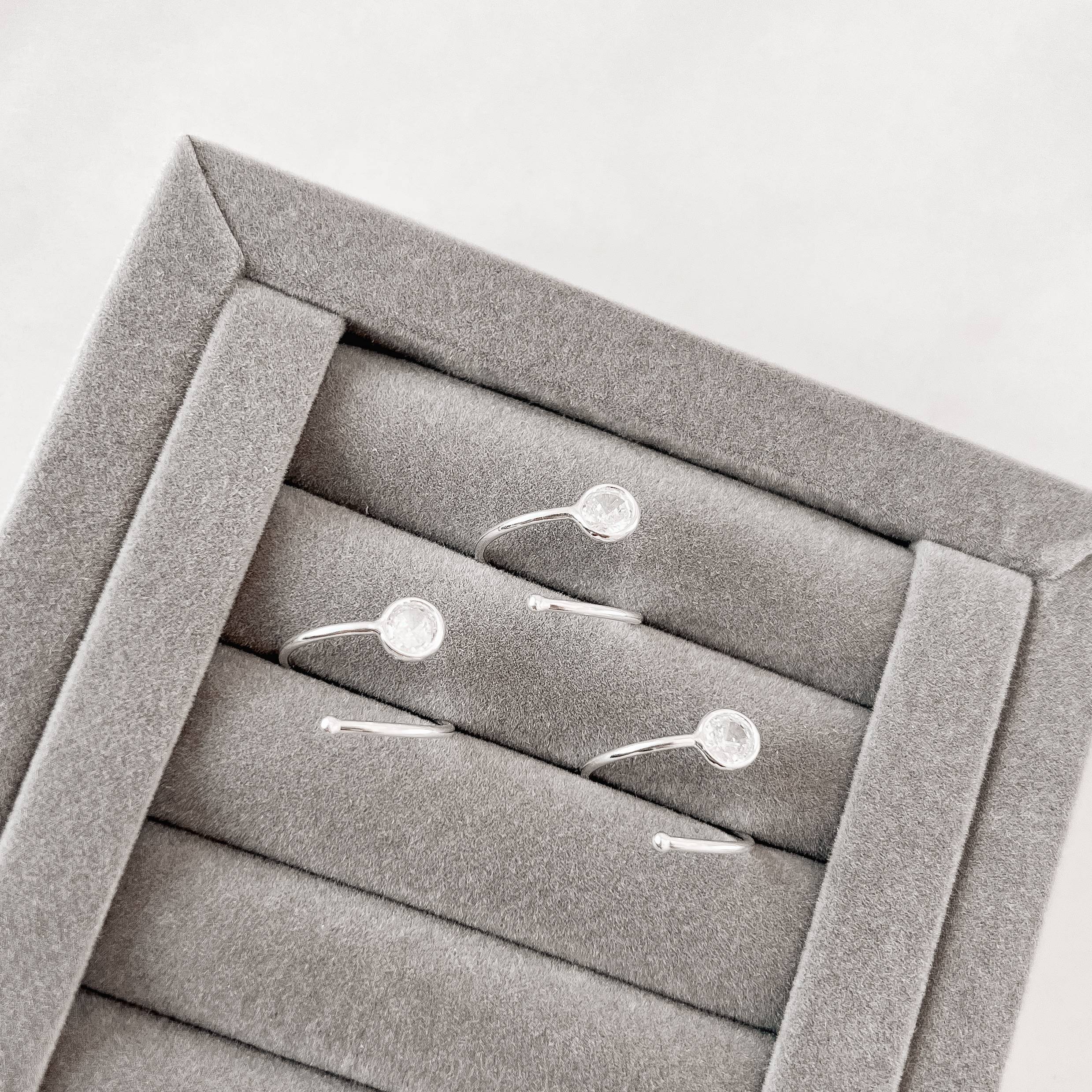 Imagem Anel bola e zircônia cristal 5mm regulável P