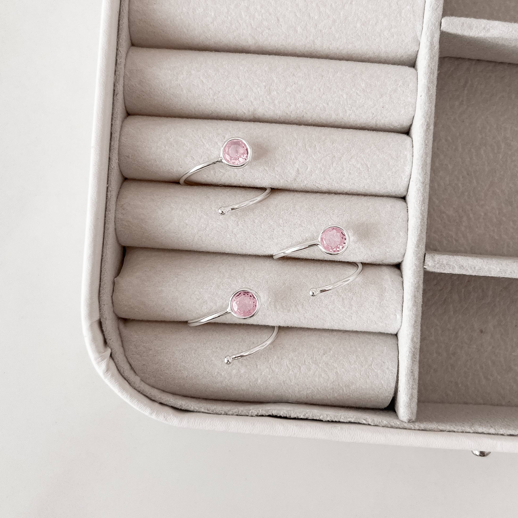 Imagem Anel bola e zircônia rosa 5mm regulável P