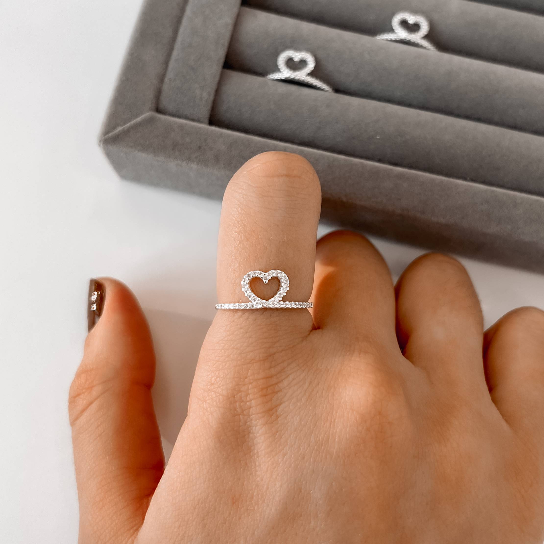 Imagem Anel volta coração cravejado