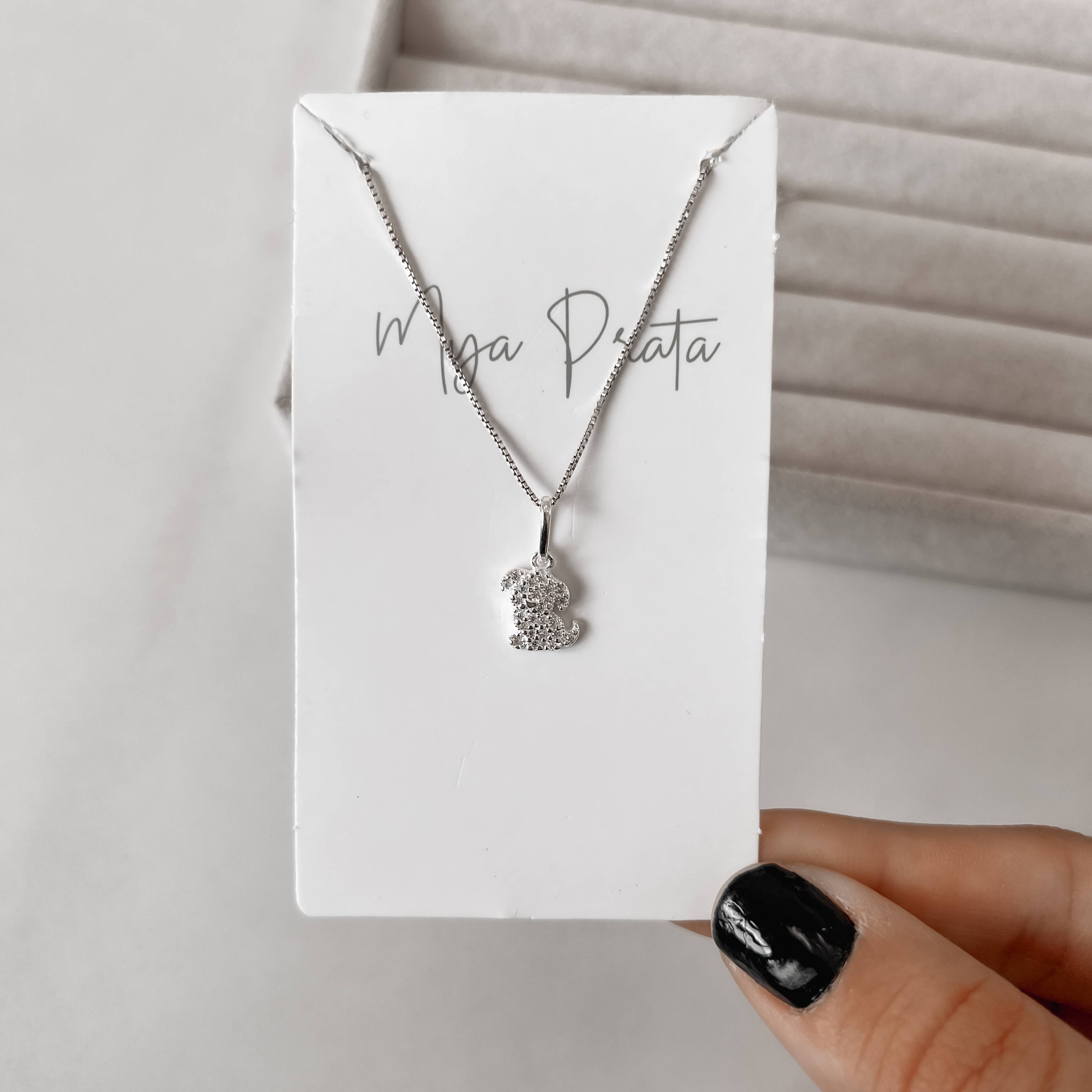 Imagem Colar pingente cachorro cravejado 9mm 45cm