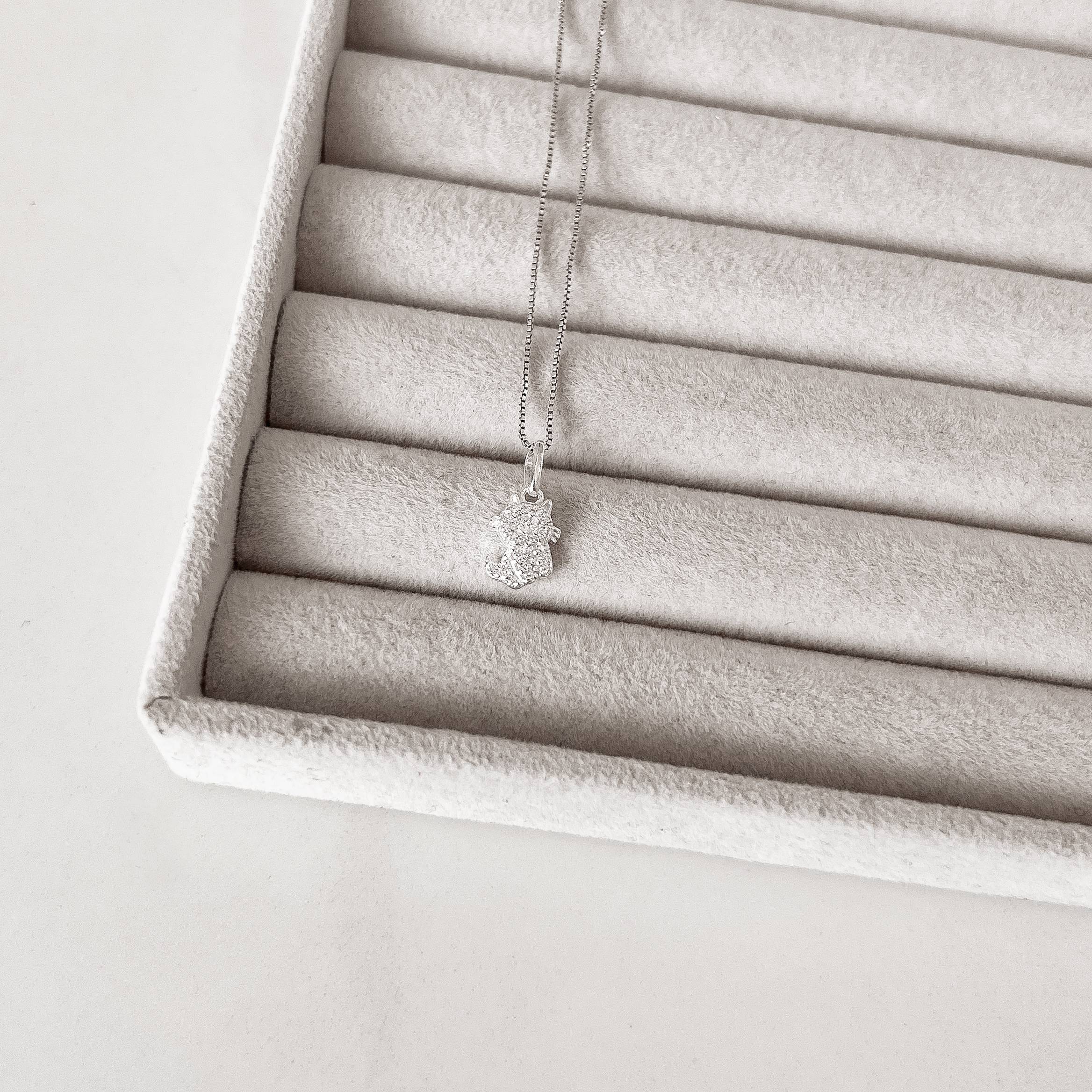 Imagem Colar pingente gato cravejado 9mm 45cm