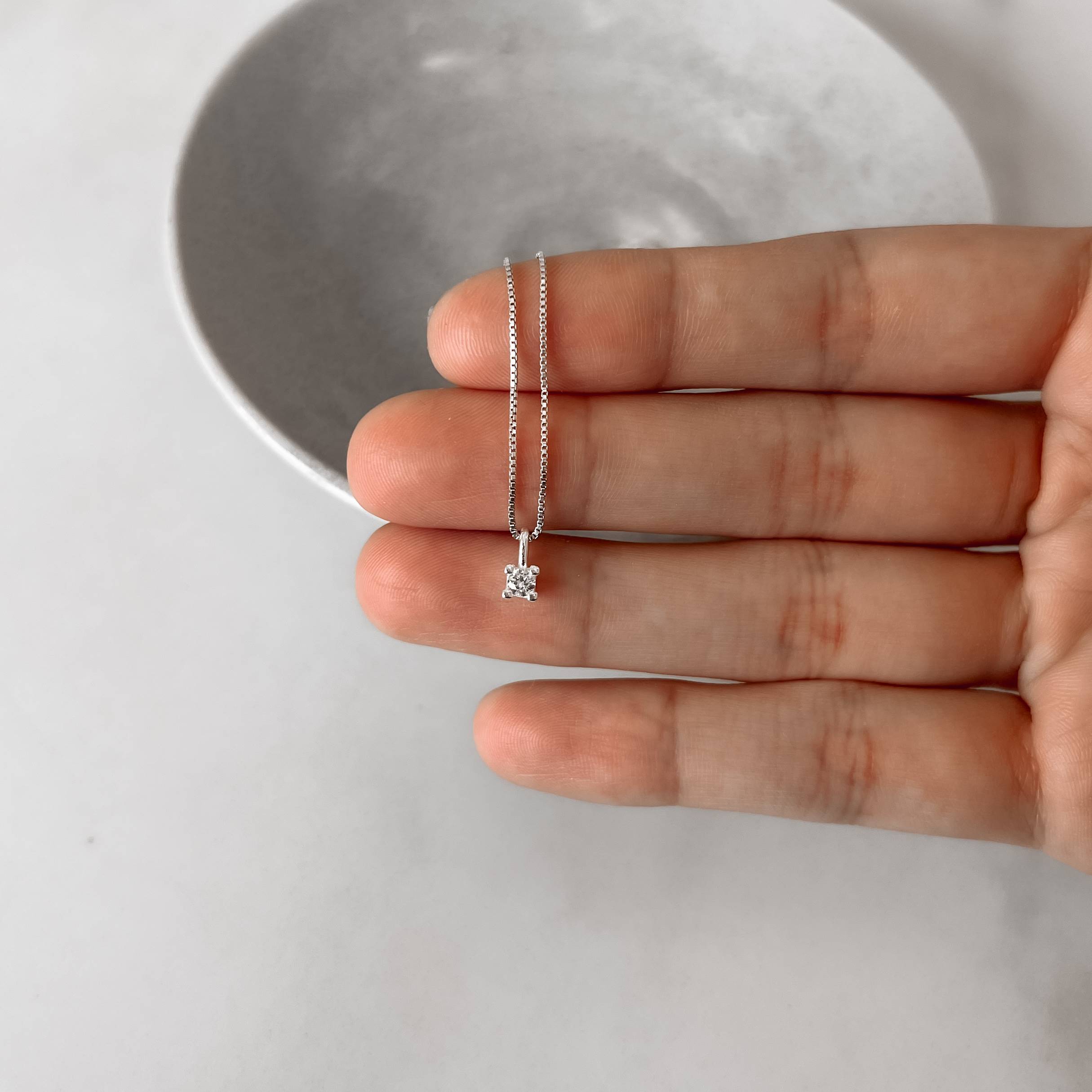 Imagem Secundária Colar pingente zircônia 3mm 40cm