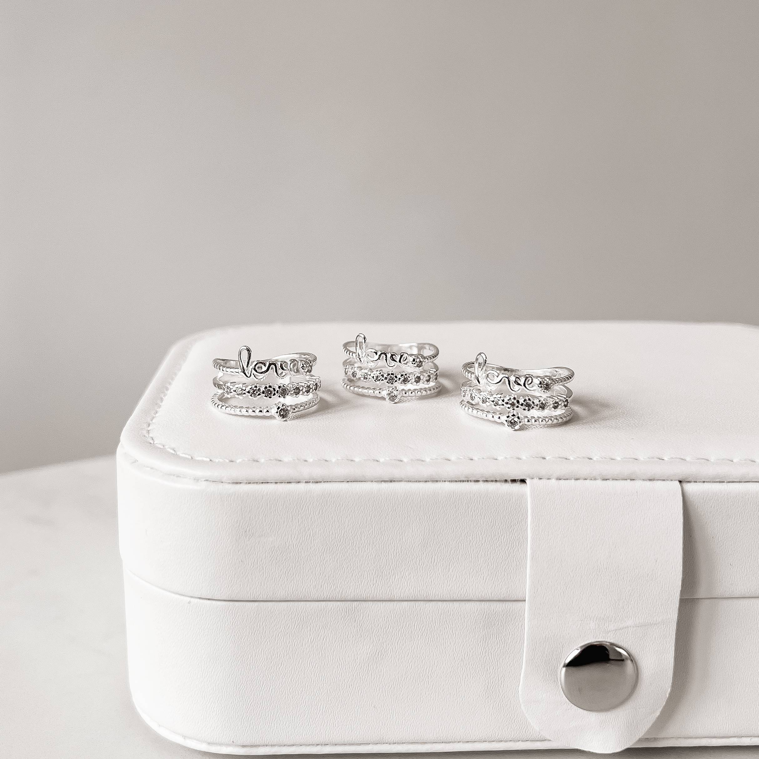 Imagem Anel triplo love, meia aliança e solitário