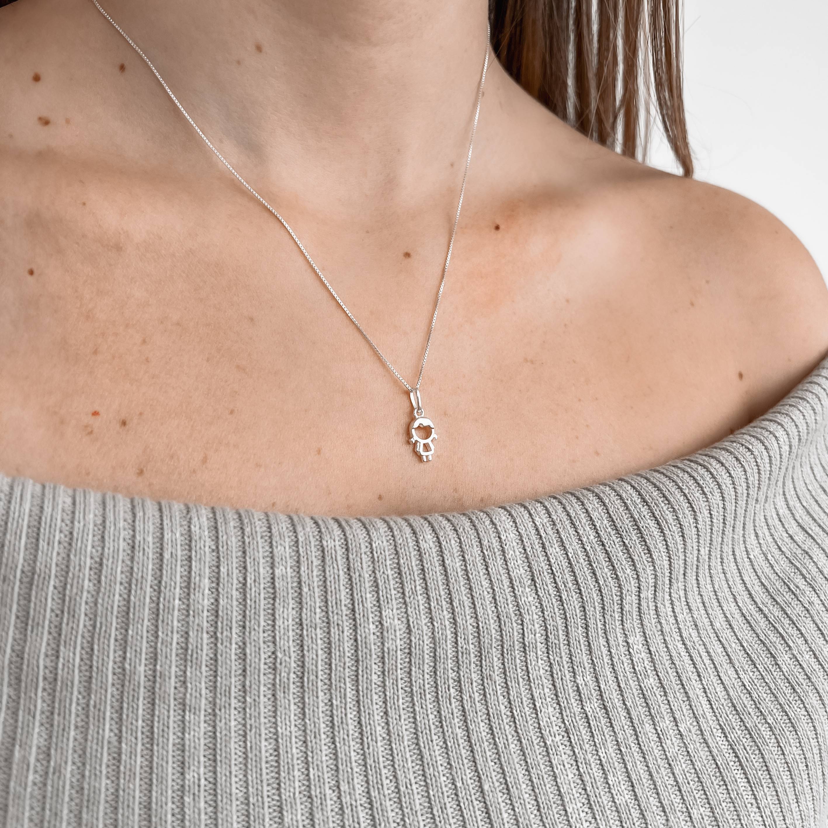 Colar pingente menina 11mm 45cm