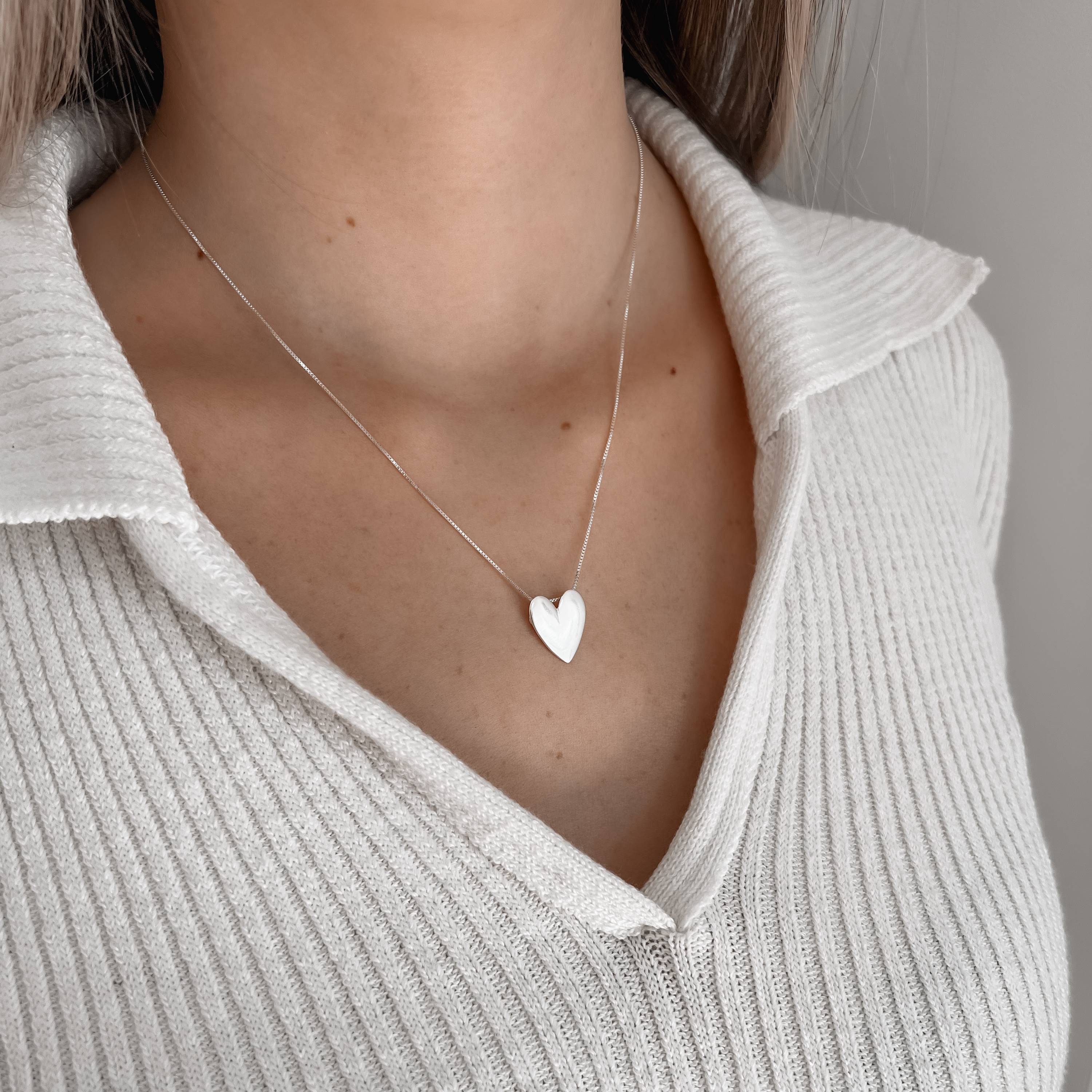 Imagem Colar coração longo passante 15mm 45cm