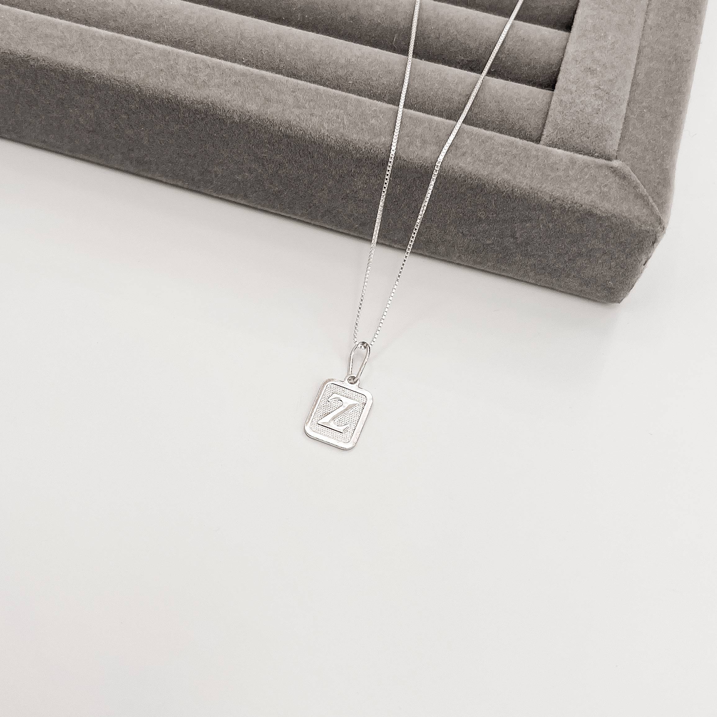 Imagem Secundária Colar pingente placa letra Z 12mm 45cm