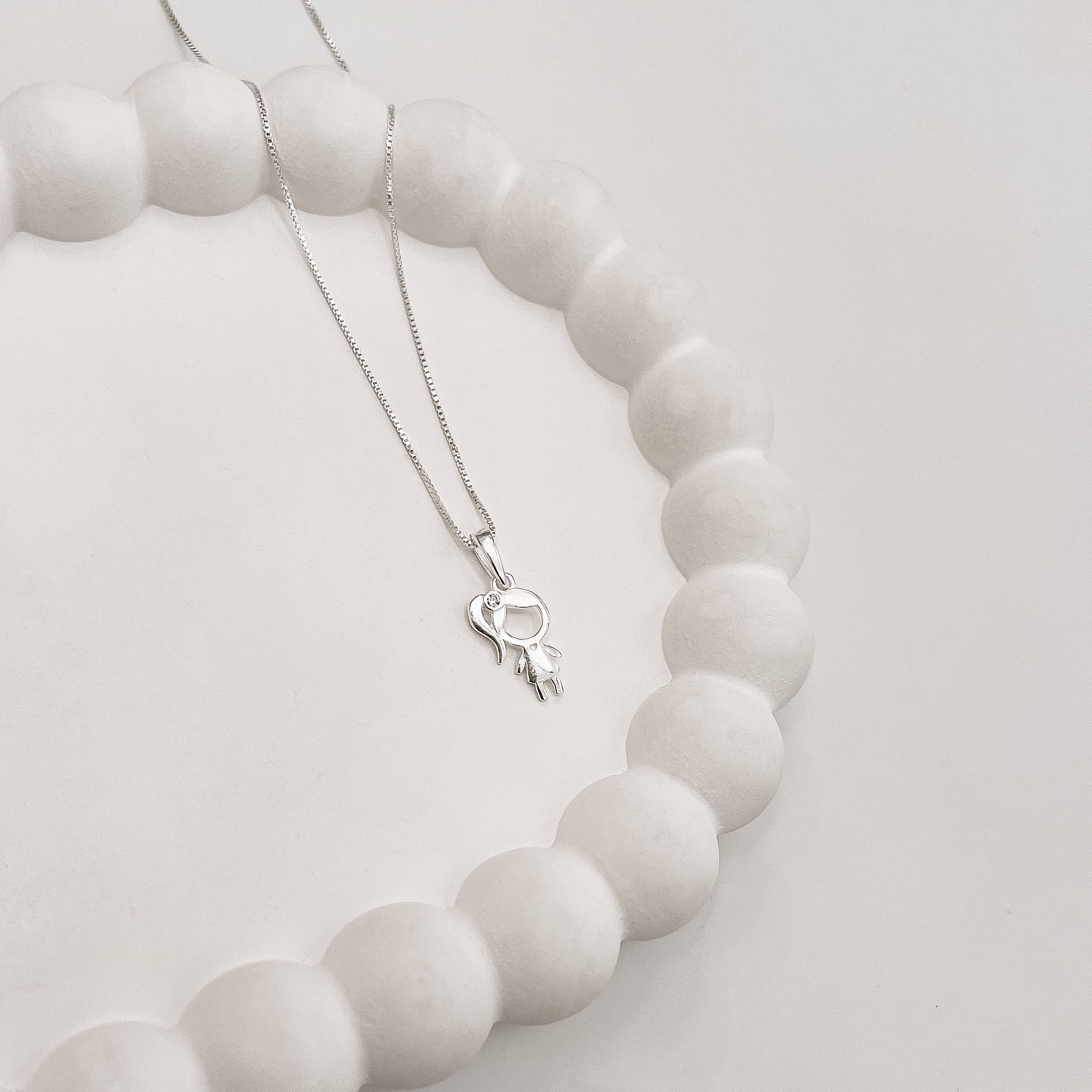 Imagem Colar pingente menina detalhe zircônia 14mm 45cm