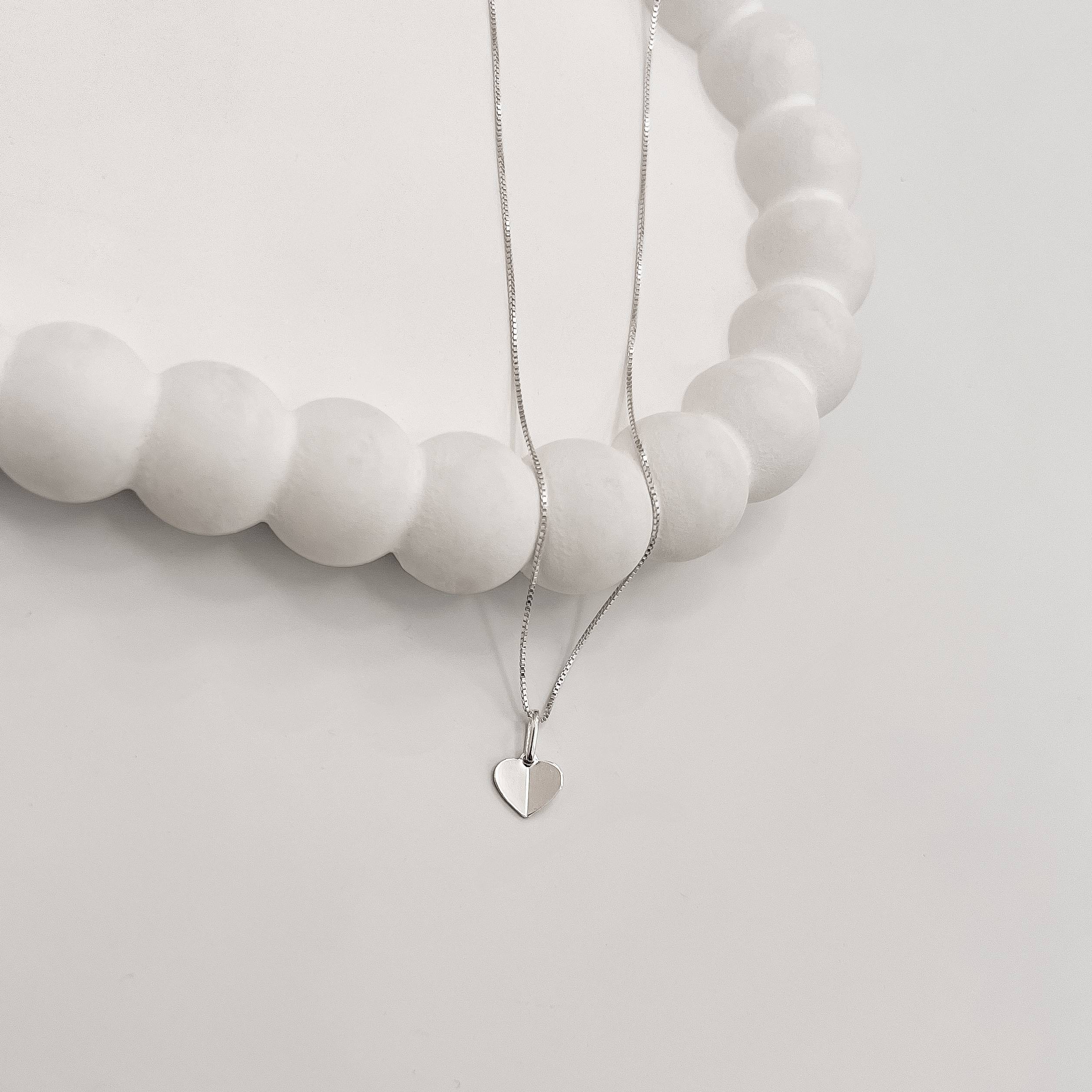 Colar pingente coração vinco 8mm 40cm