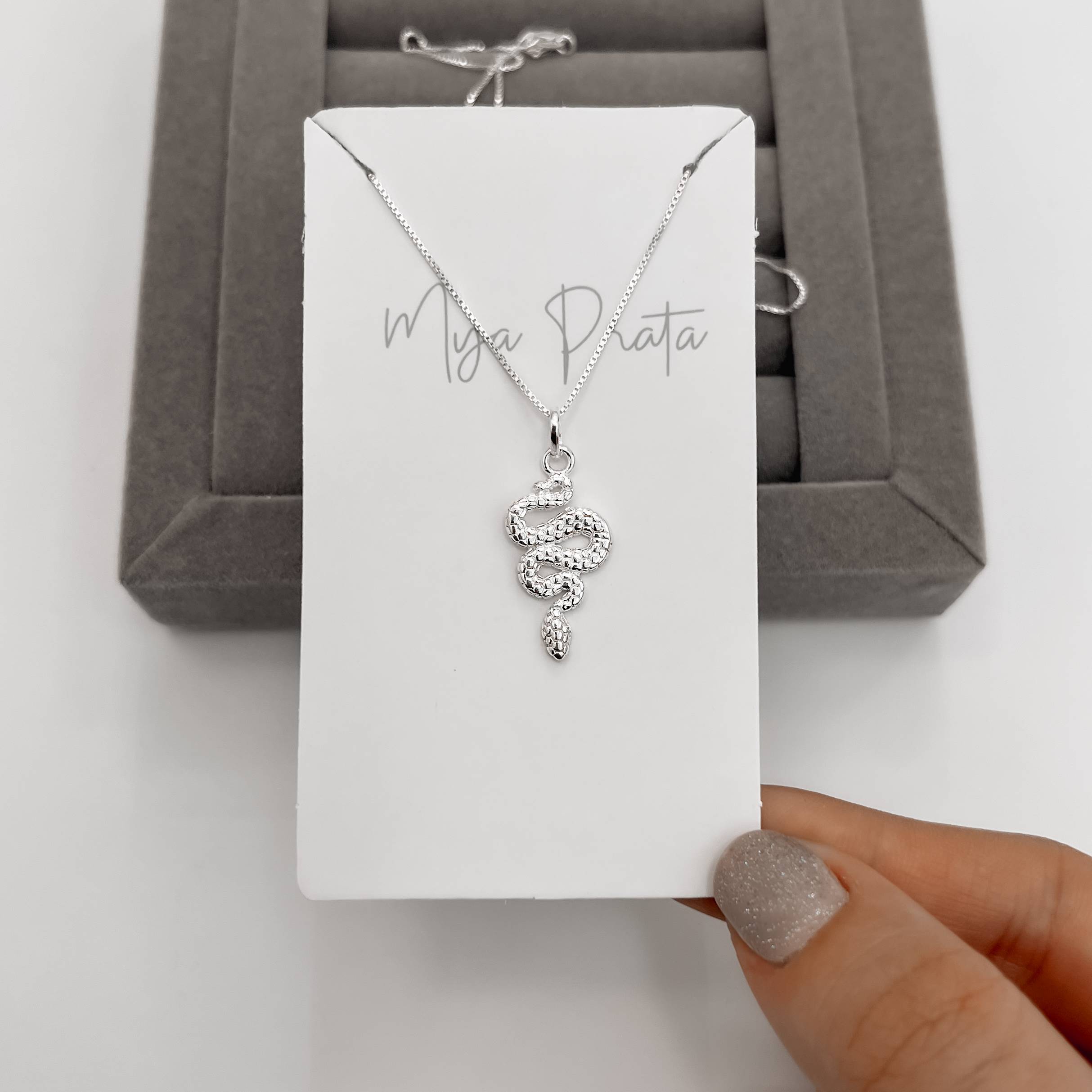 Imagem Secundária Colar pingente cobra com escamas 20mm 45cm