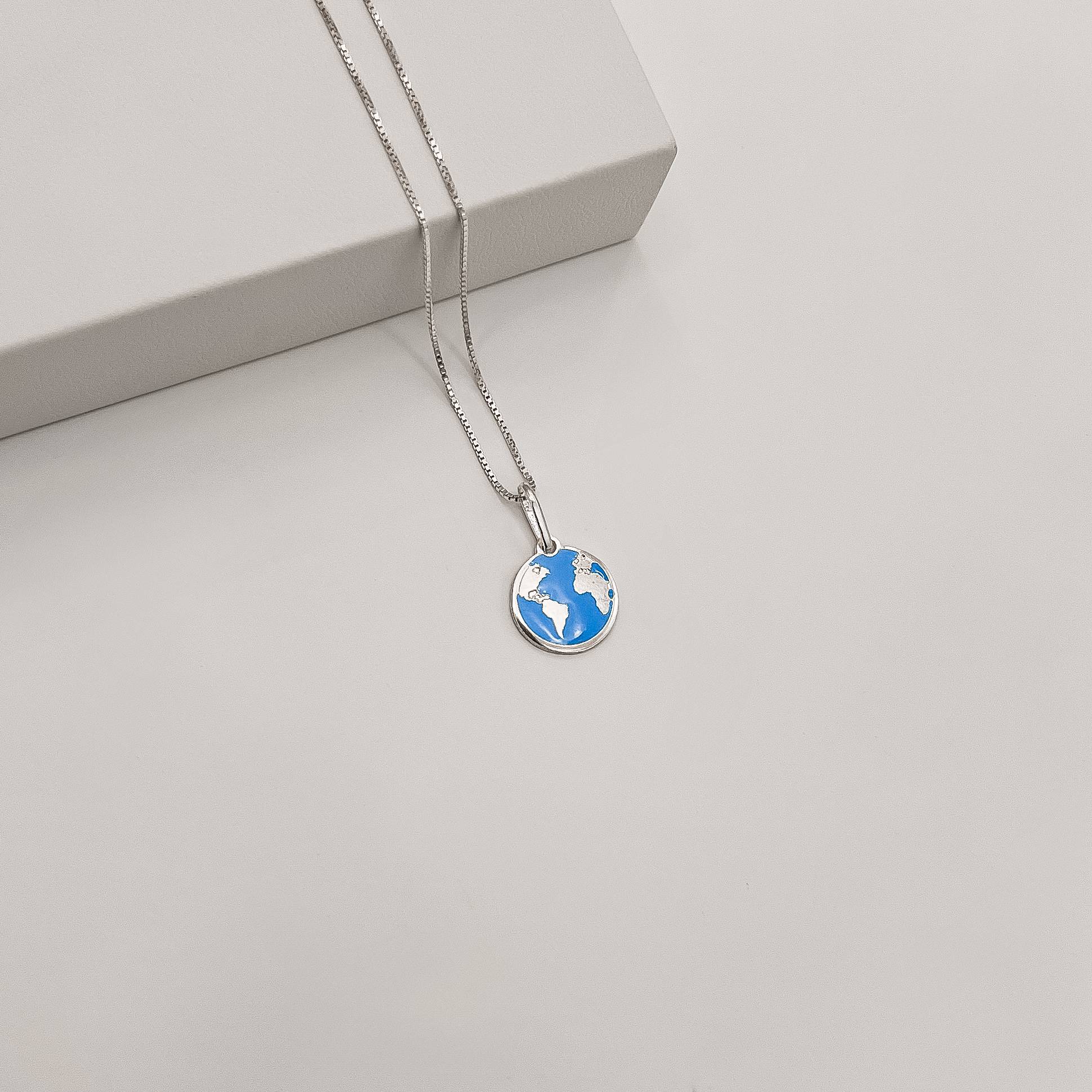 Imagem Secundária Colar pingente planeta Terra 12mm 40cm