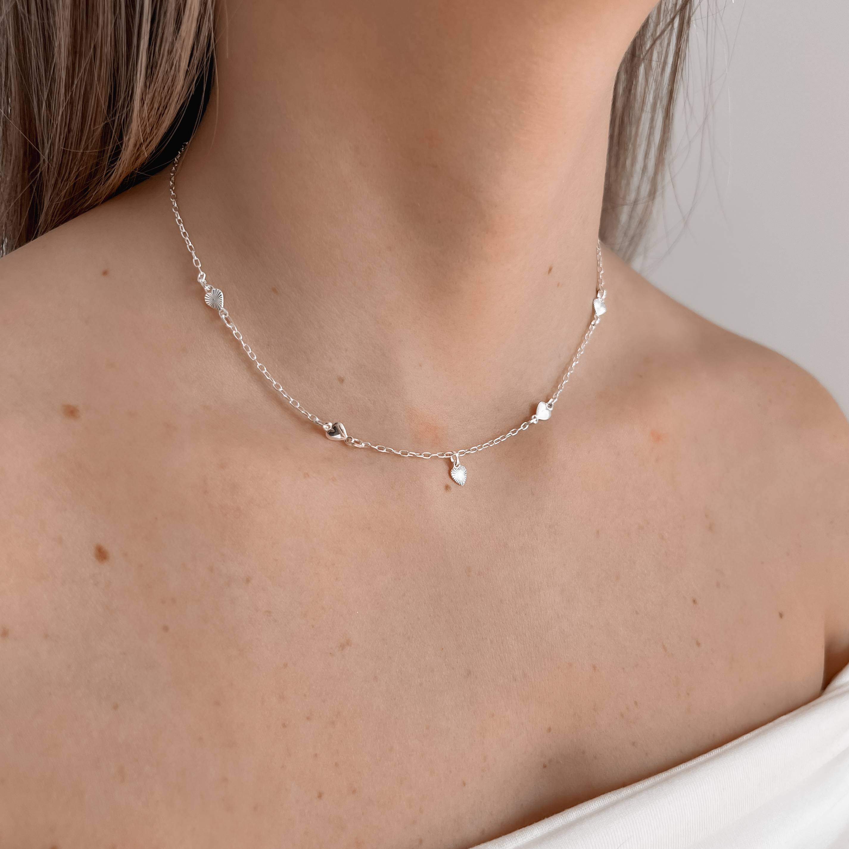 Colar entremeios corações com pingente coração vinco 5mm 40+5cm