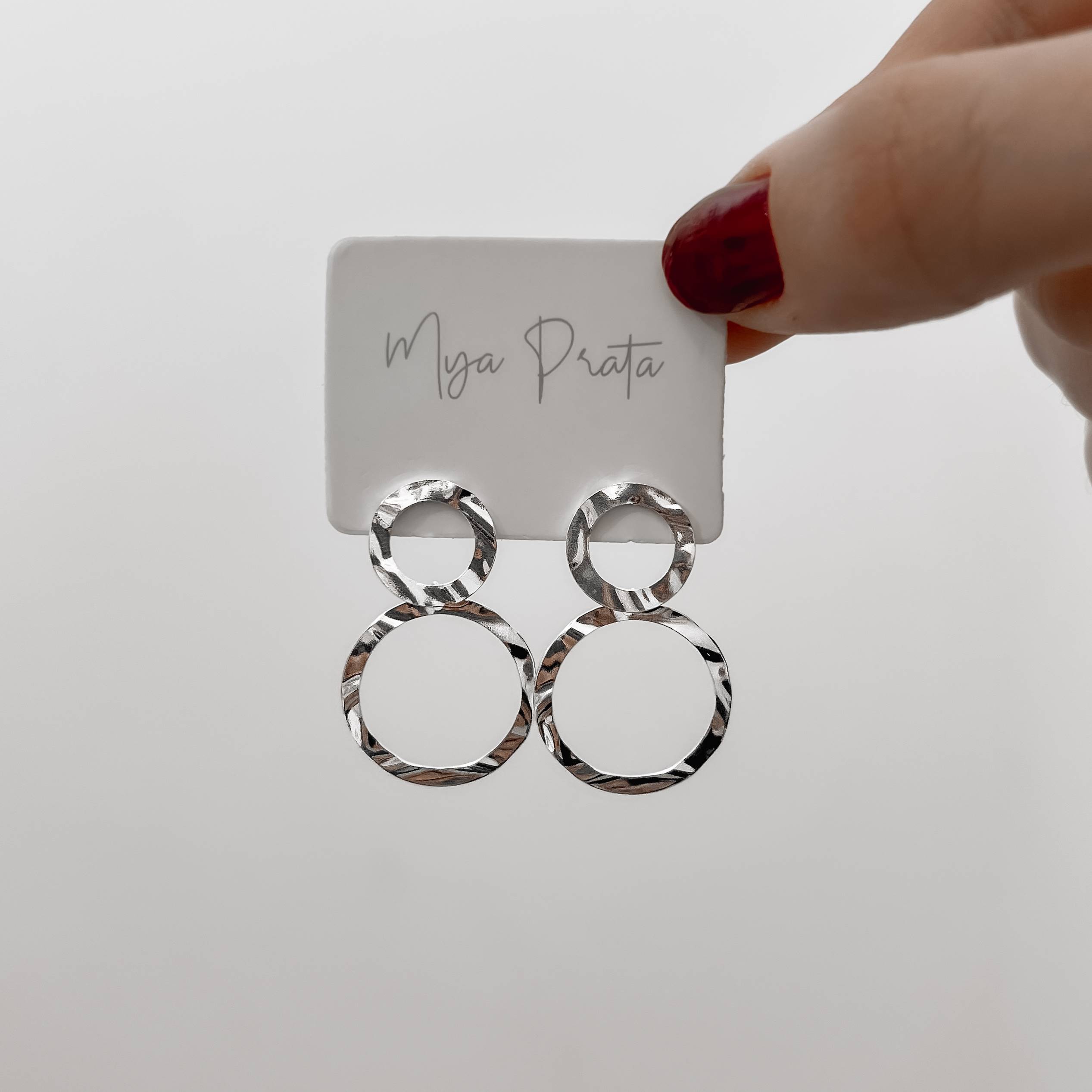 Imagem Secundária Brinco base círculo vazado ondulado com pingente 32mm