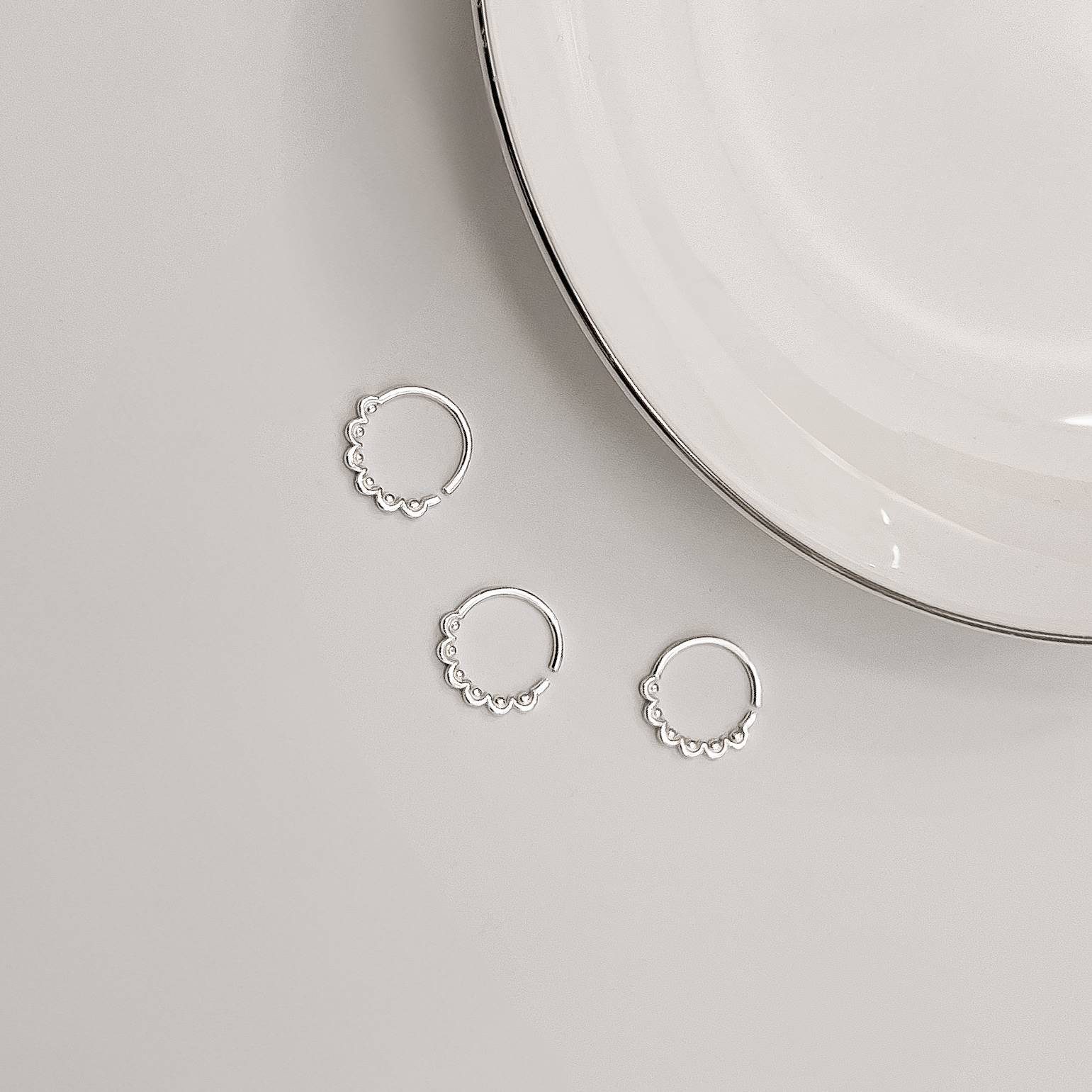 Piercing argola franja com bolinhas 10mm