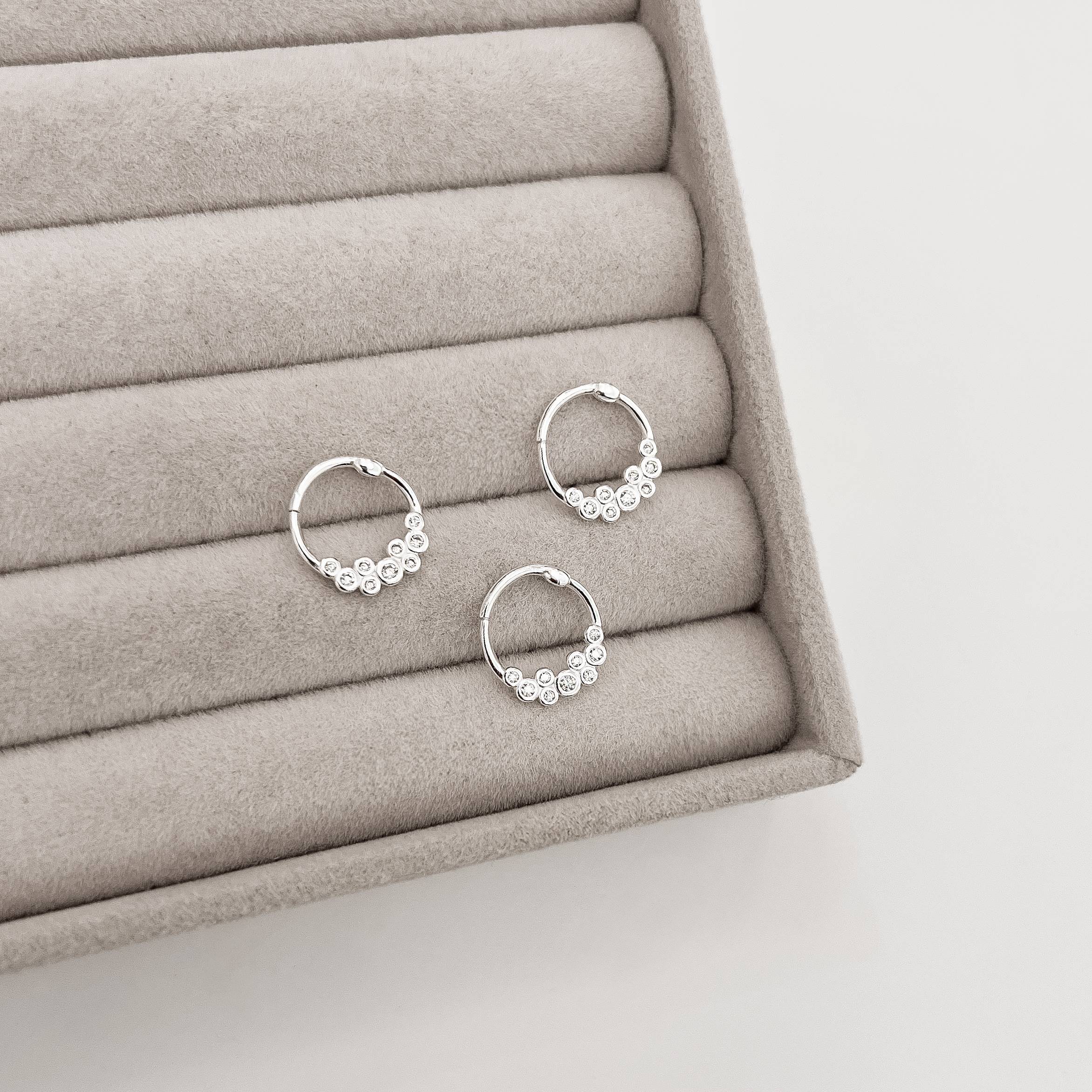 Piercing argola 12mm trava círculos com zircônias orelha esquerda