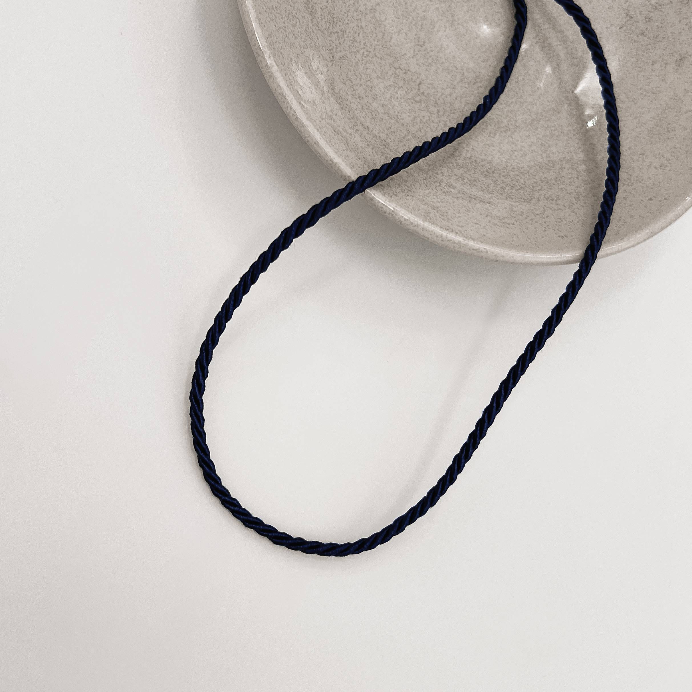 Imagem Choker cordão trançado azul marinho 2mm 40+5cm