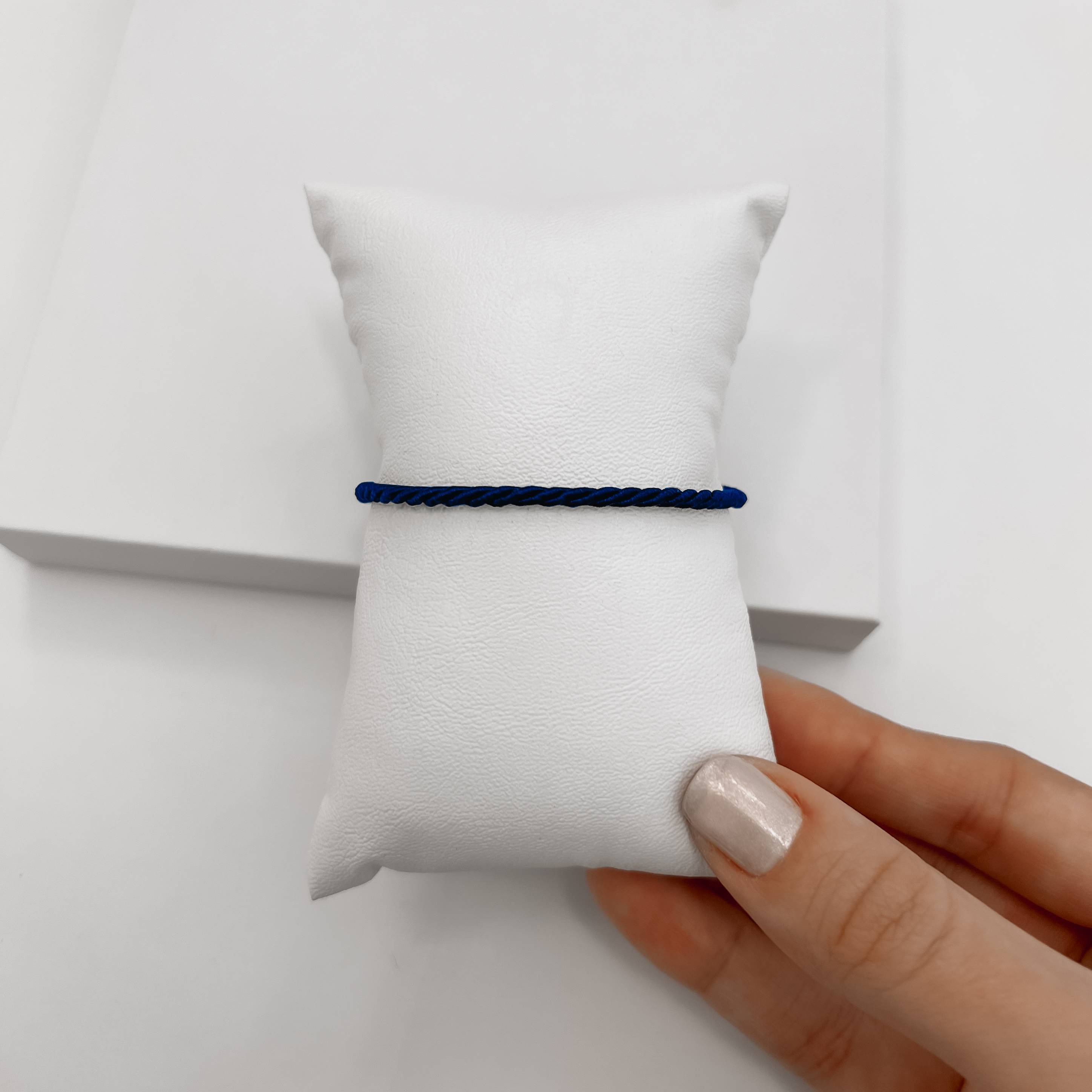 Imagem Secundária Pulseira cordão trançado azul marinho 2mm 16cm com alongadora