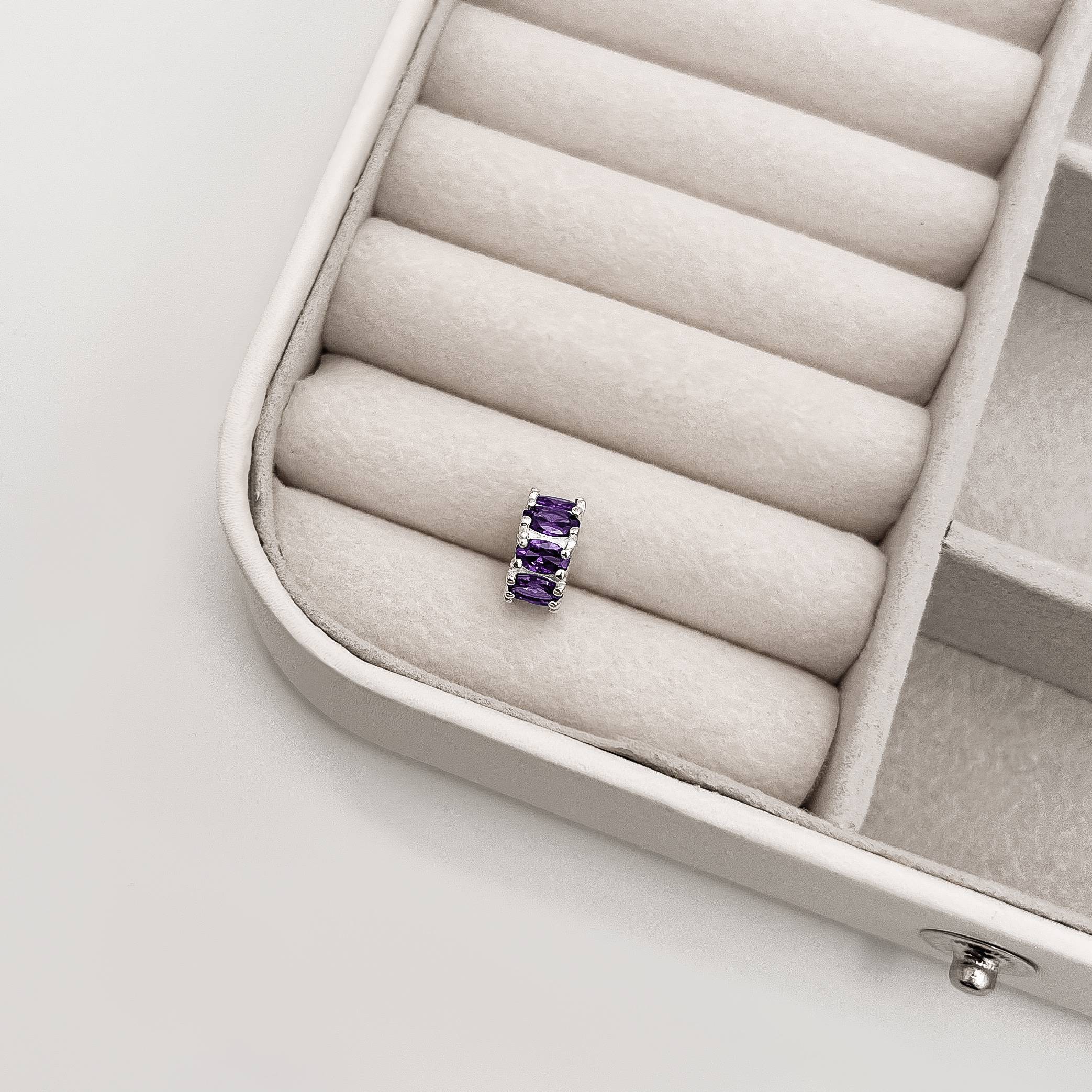 Berloque separador zircônias ovais ametista 11mm