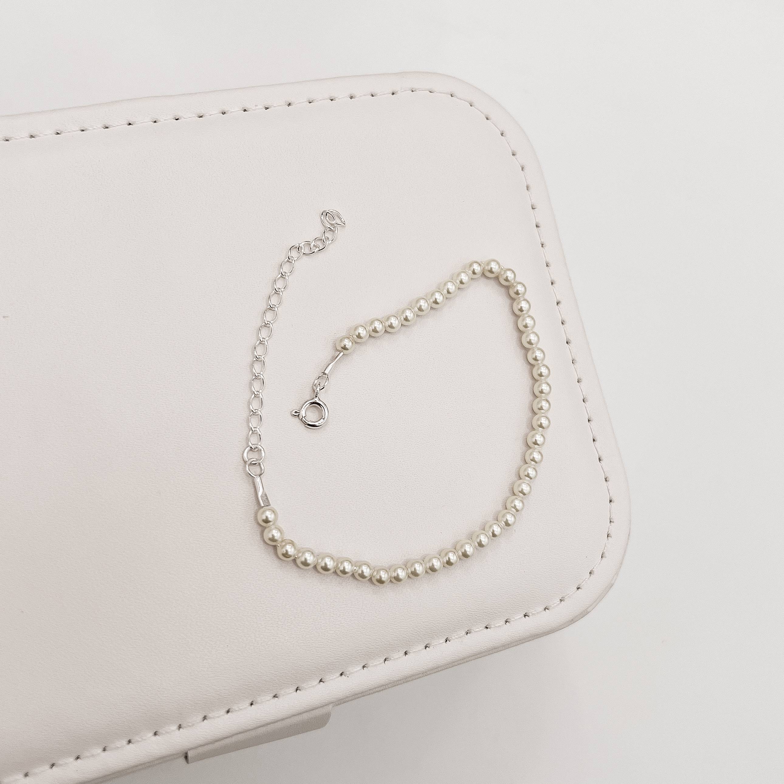 Pulseira pérolas 3mm 16cm com alongadora