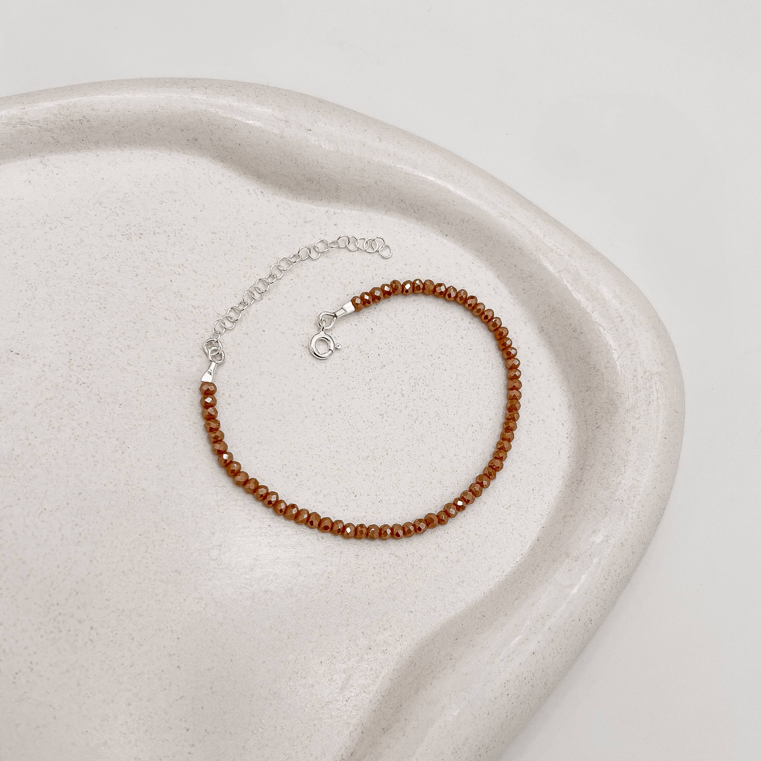 Imagem Secundária Pulseira cristal terracota 3mm 16cm com alongadora