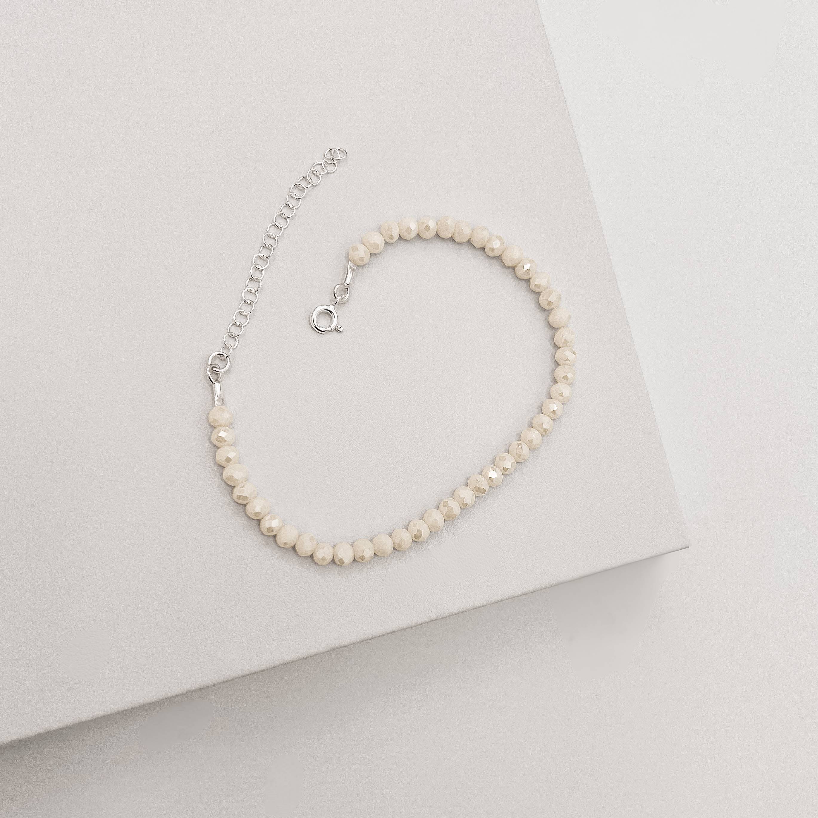 Pulseira cristal off irisado 4mm 16cm com alongadora