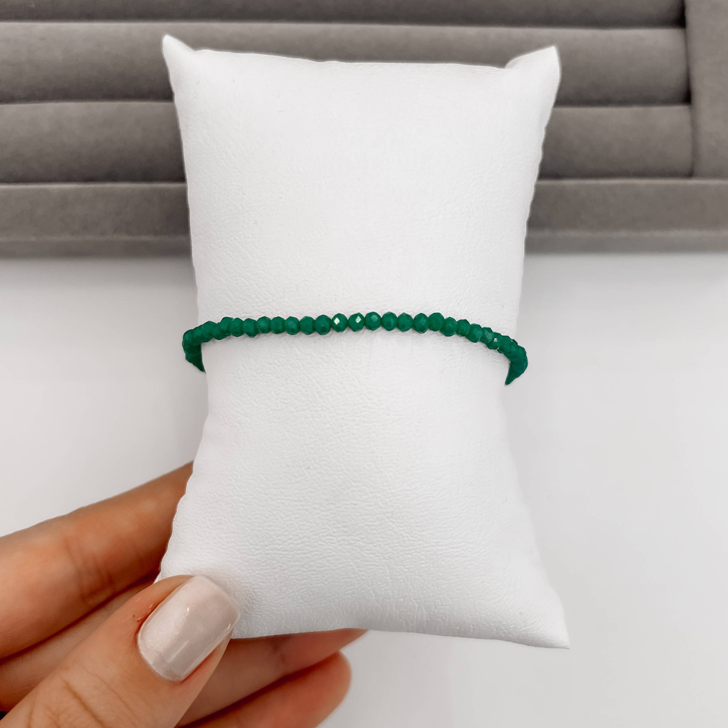 Pulseira cristal turquesa 3mm 16cm com alongadora