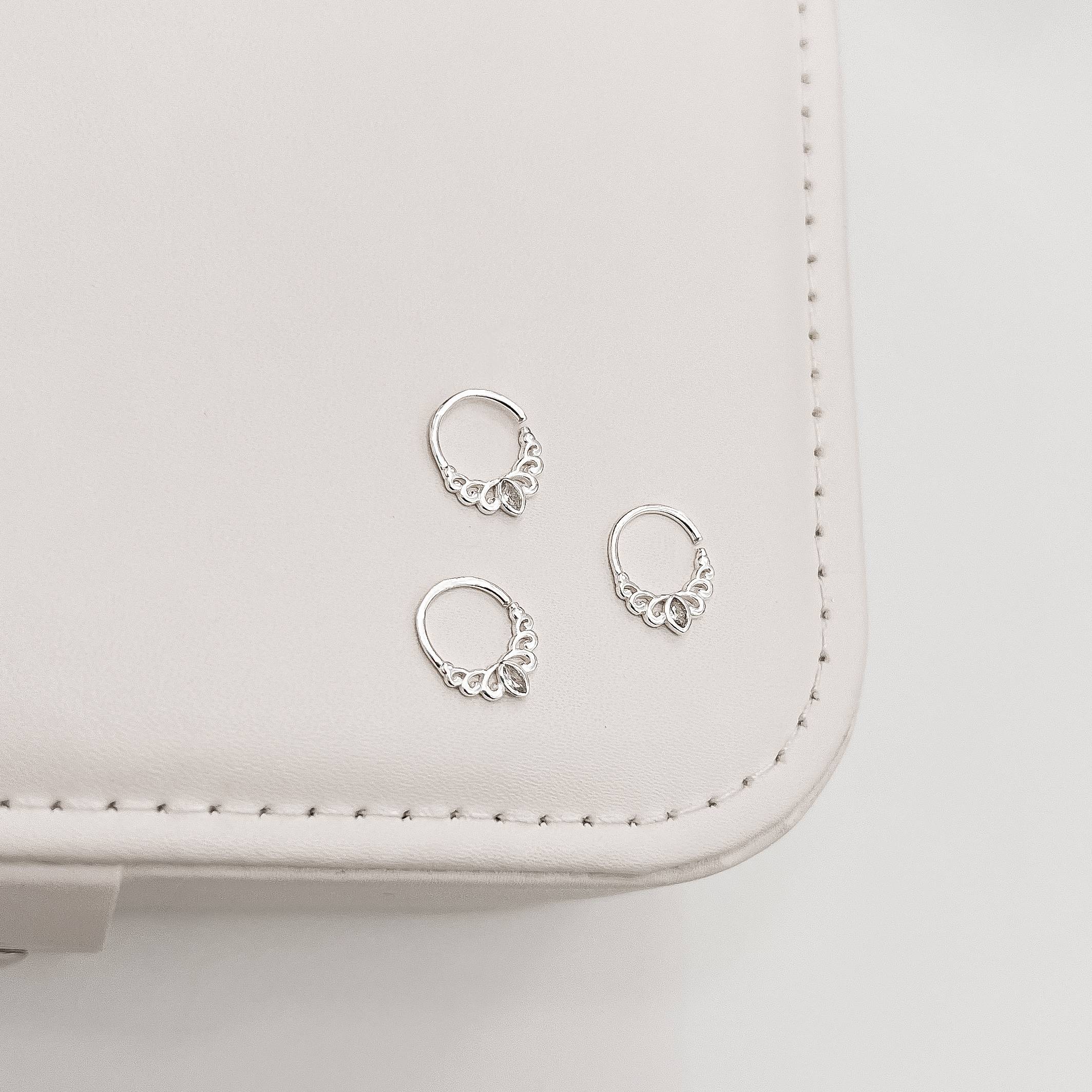 Piercing argola zircônia navete 9mm