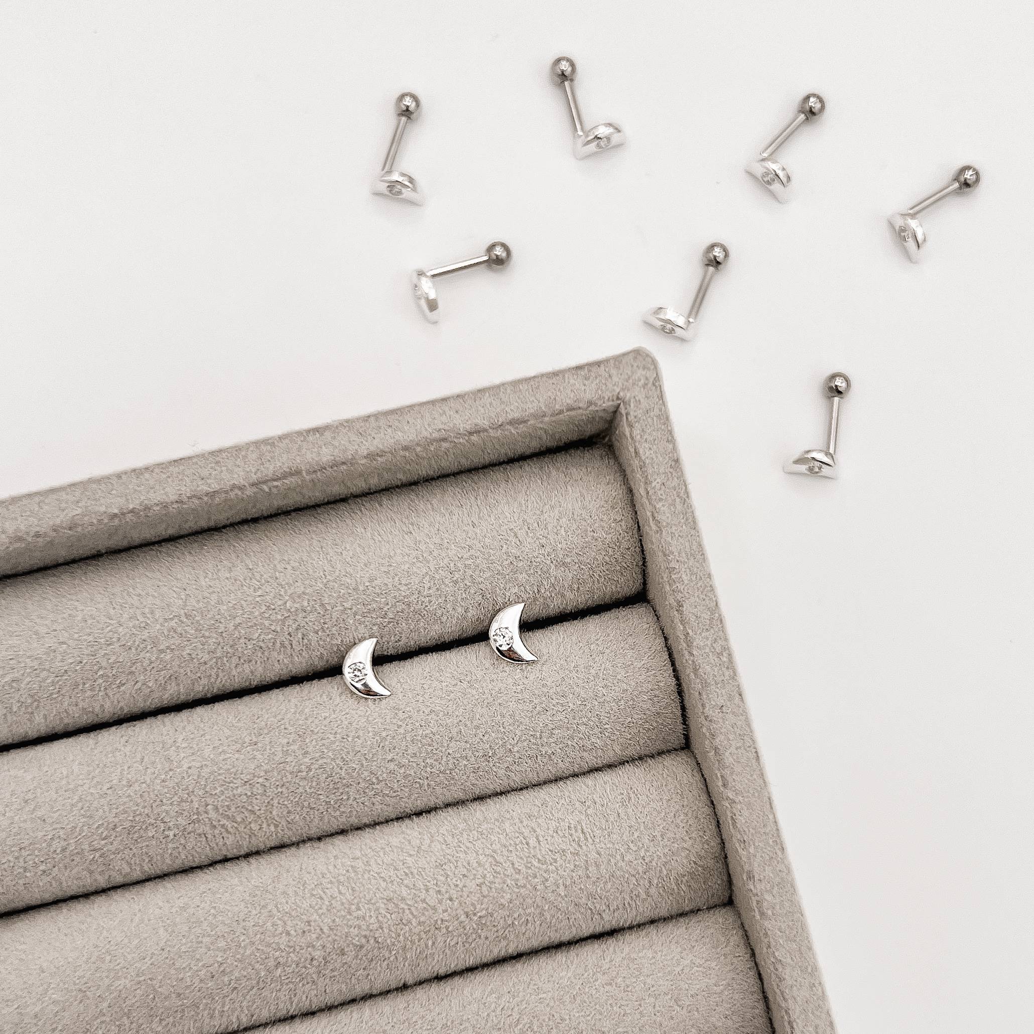 Piercing haste lua com zircônia 6mm