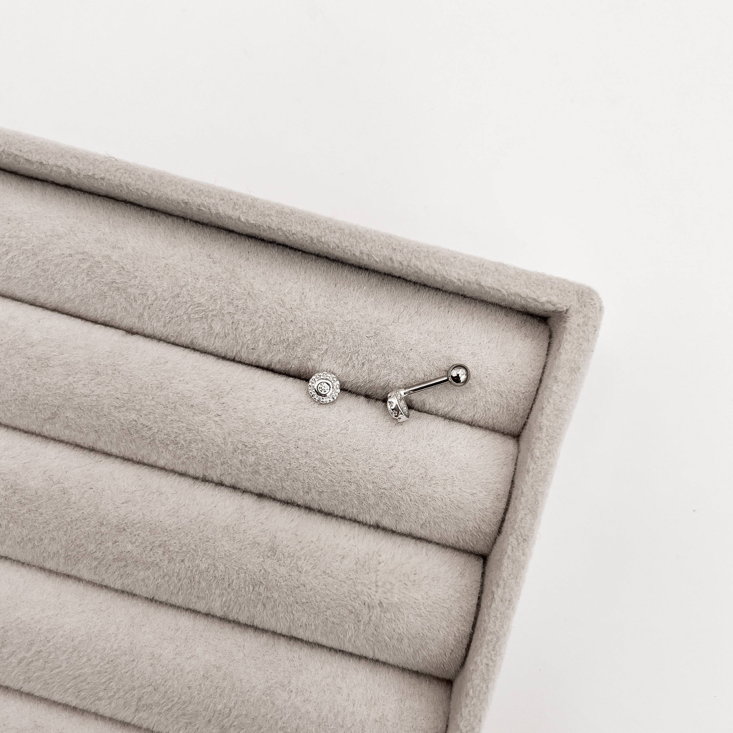 Piercing haste botão cravejado 4mm