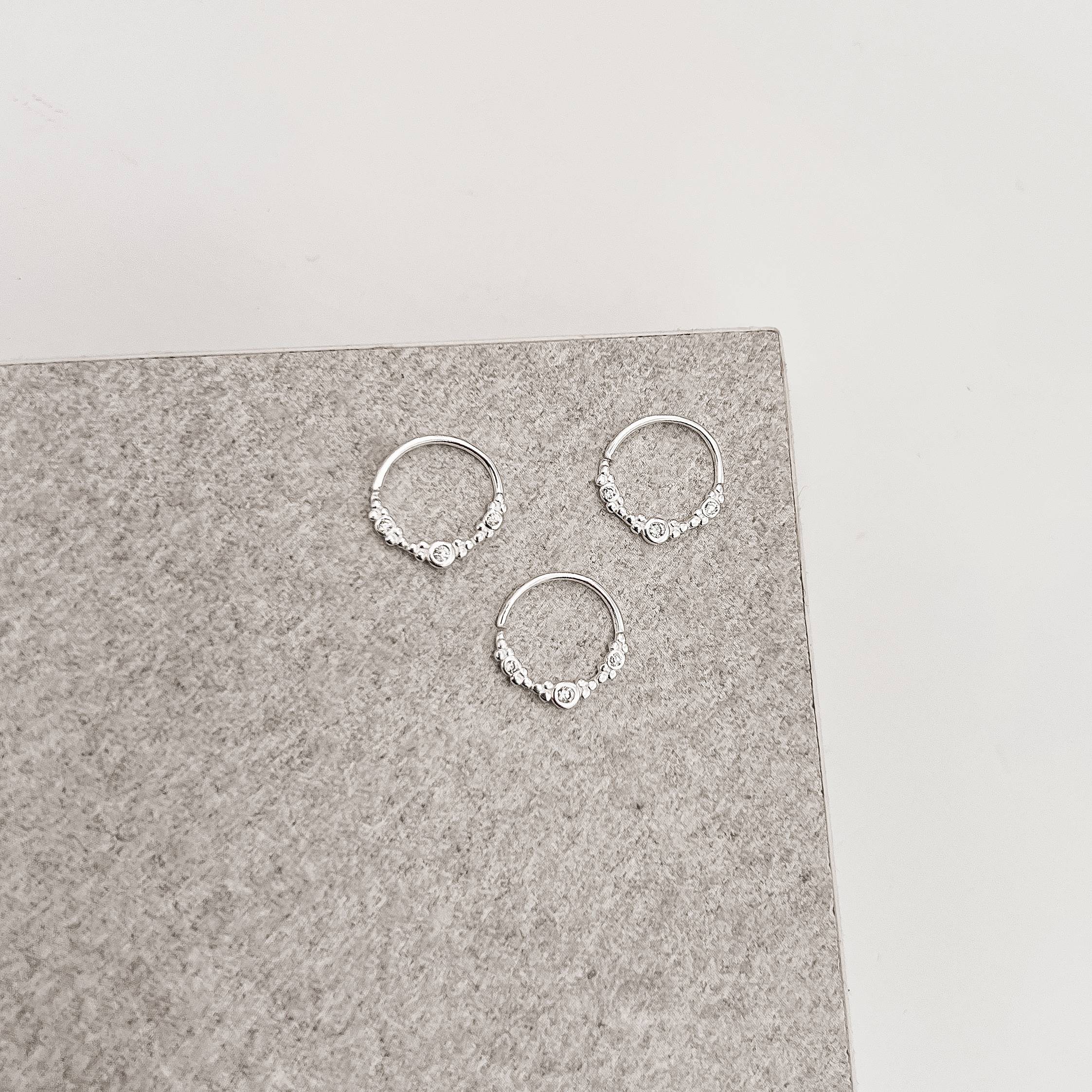 Piercing argola 11mm 3 círculos com zircônias