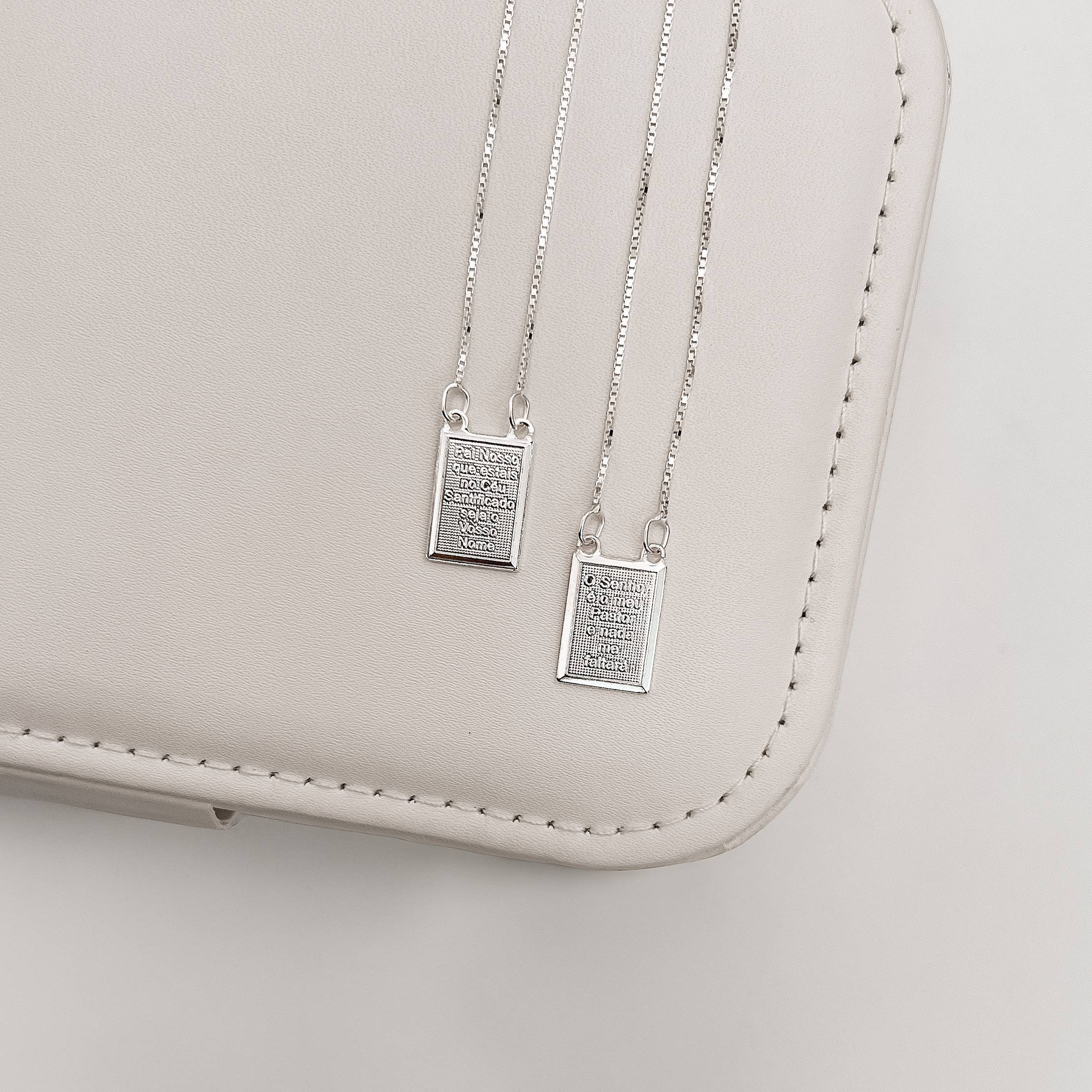 Escapulário medalhas Pai Nosso e Salmo 23:1 v15 60cm