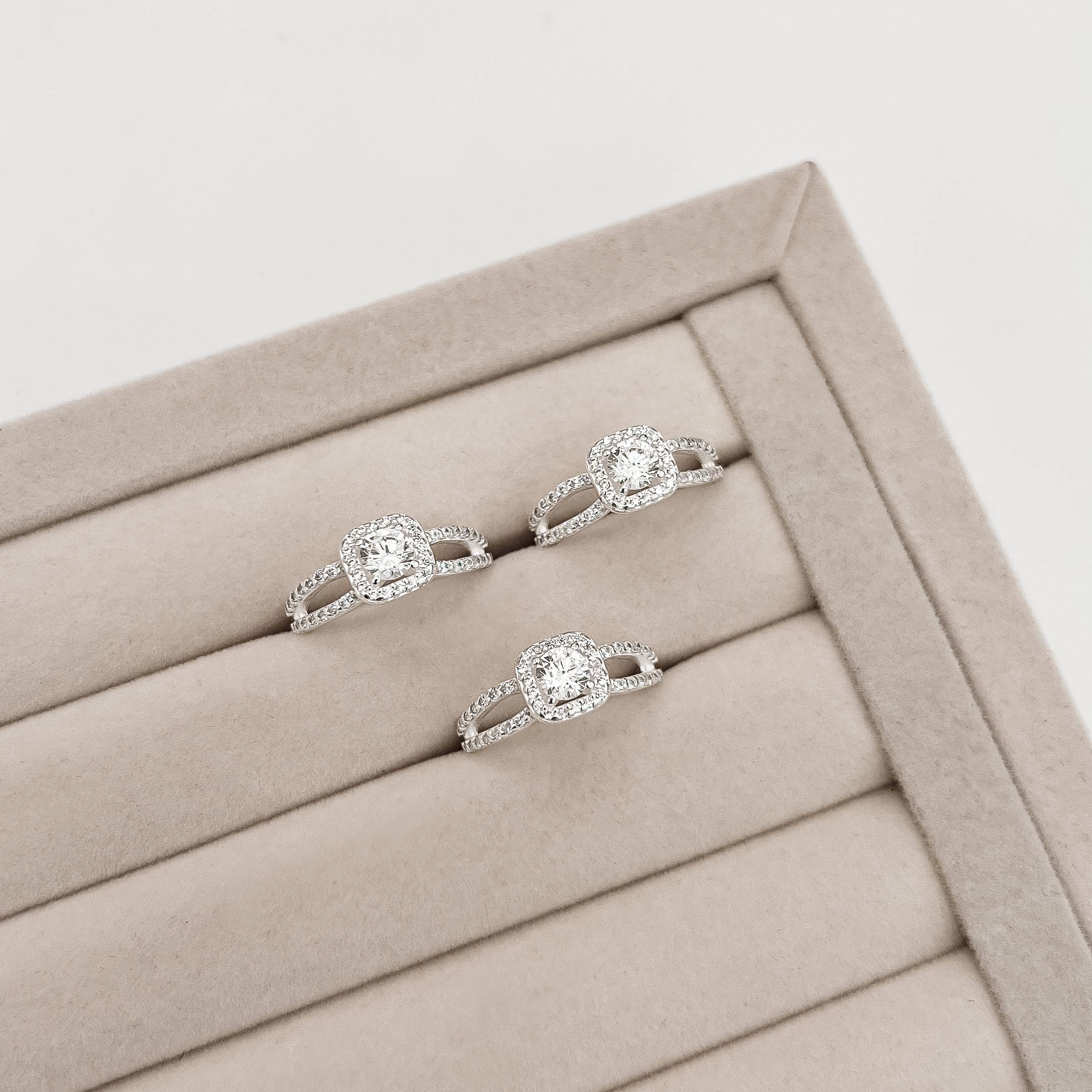 Imagem Anel zircônia redonda com fio duplo cravejado