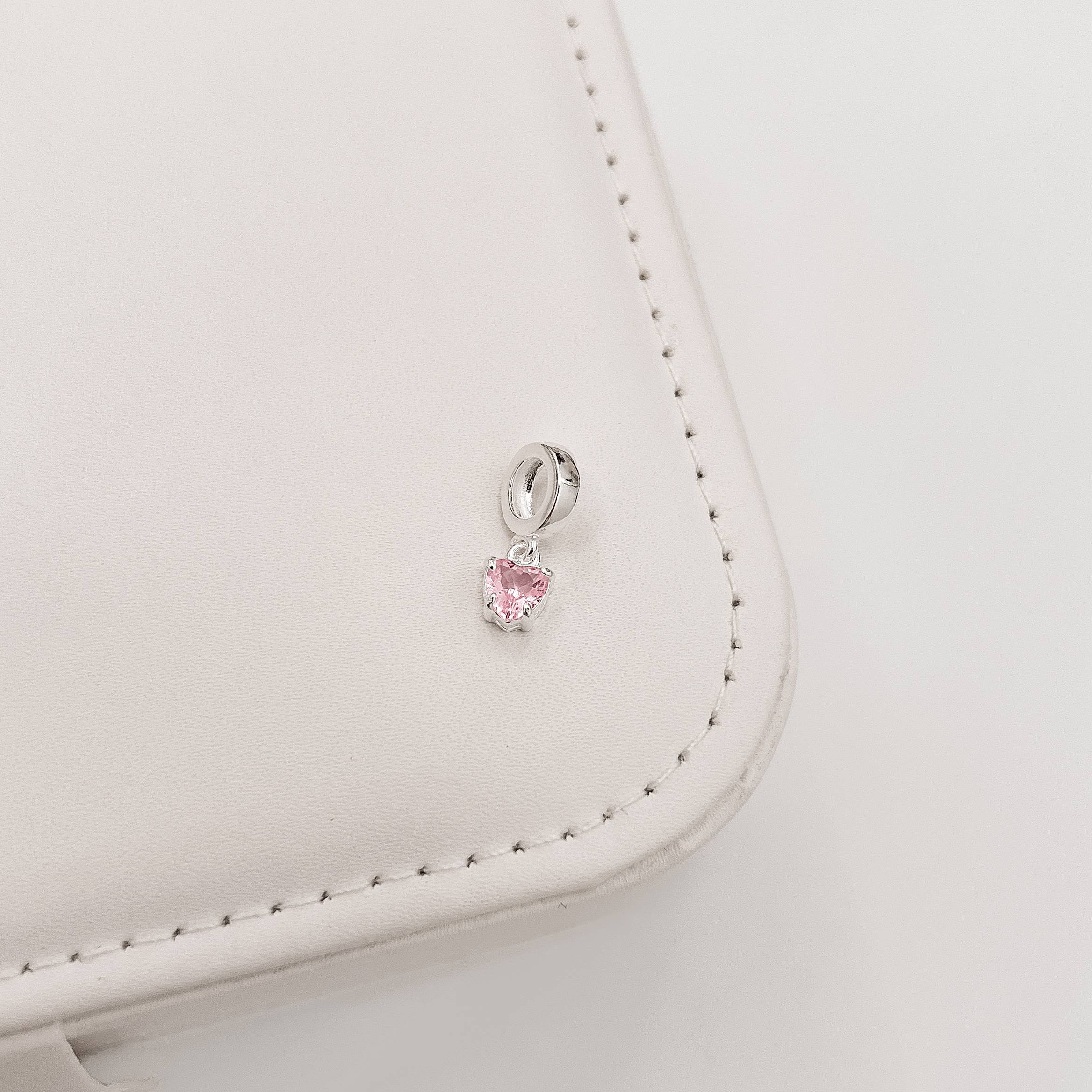 Berloque pingente zircônia coração rosa 5mm