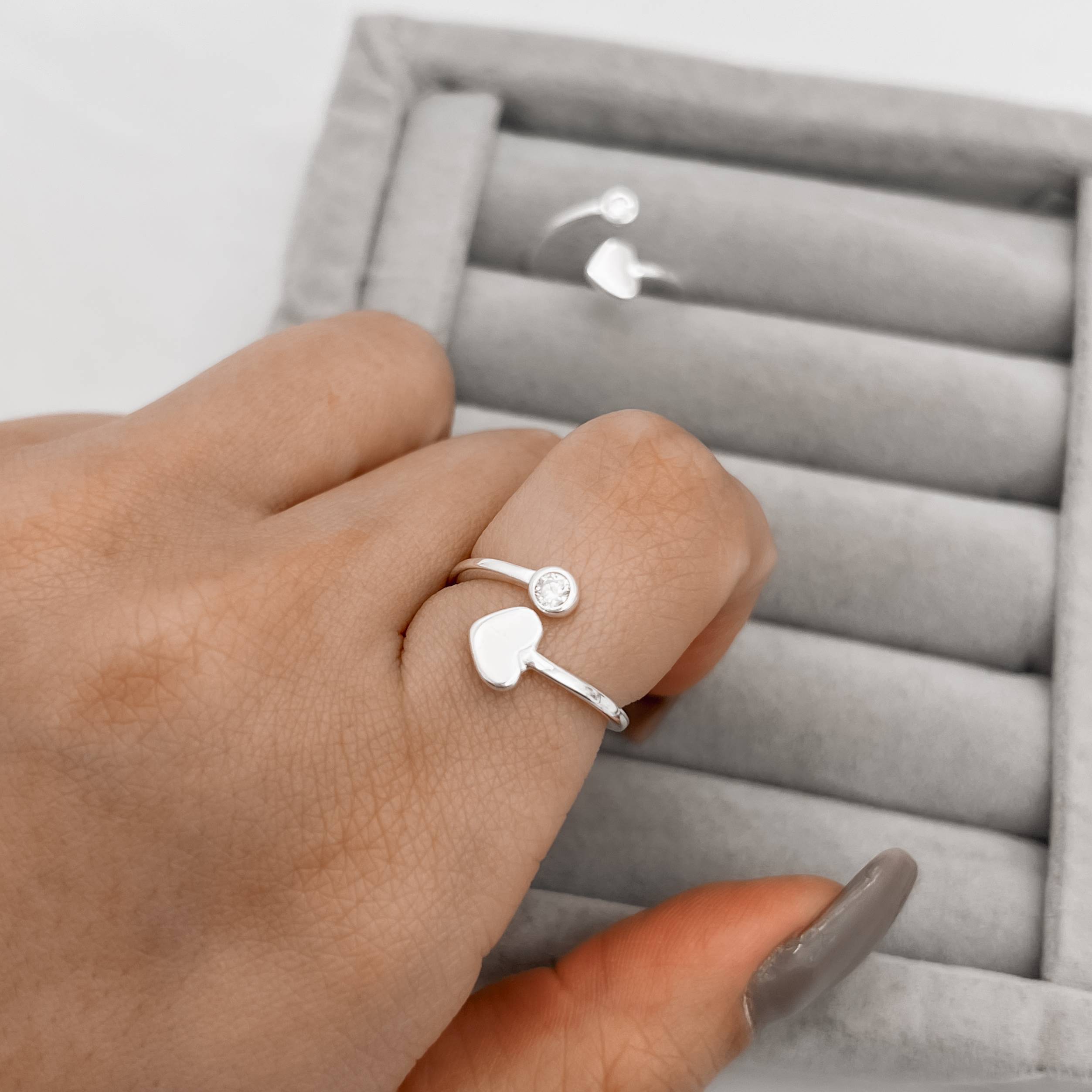 Imagem Anel coração e zircônia regulável P