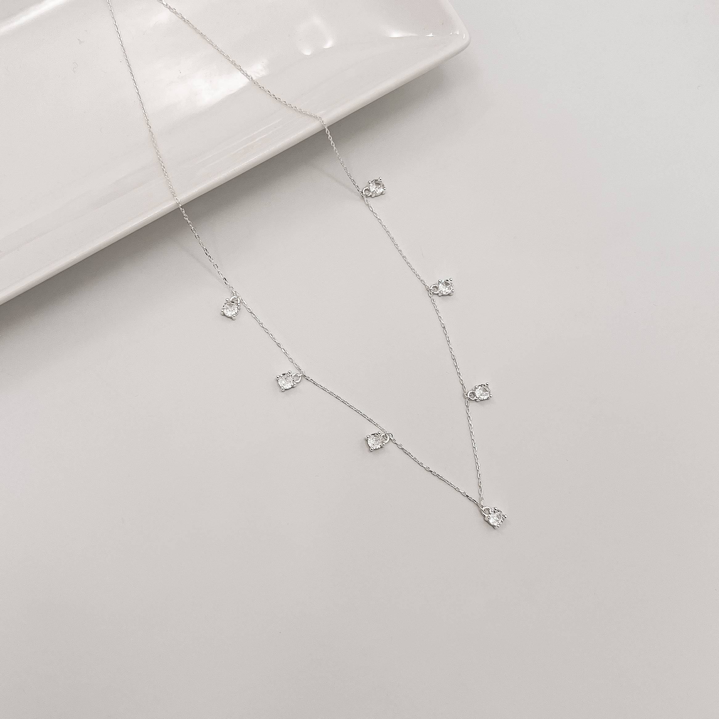 Imagem Secundária Colar pingentes zircônias redonda 4mm 40+5cm