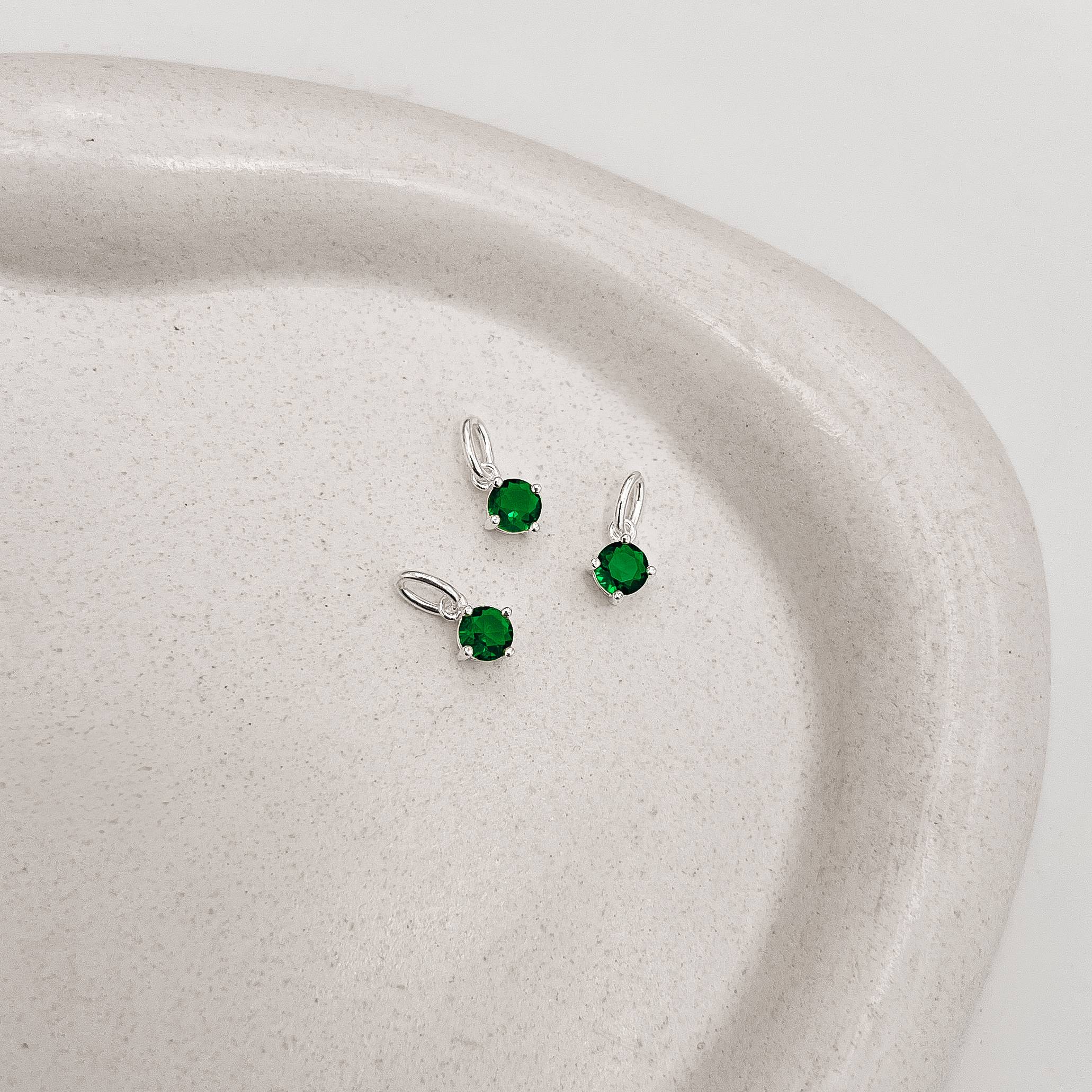 Pingente zircônia redonda esmeralda 5mm