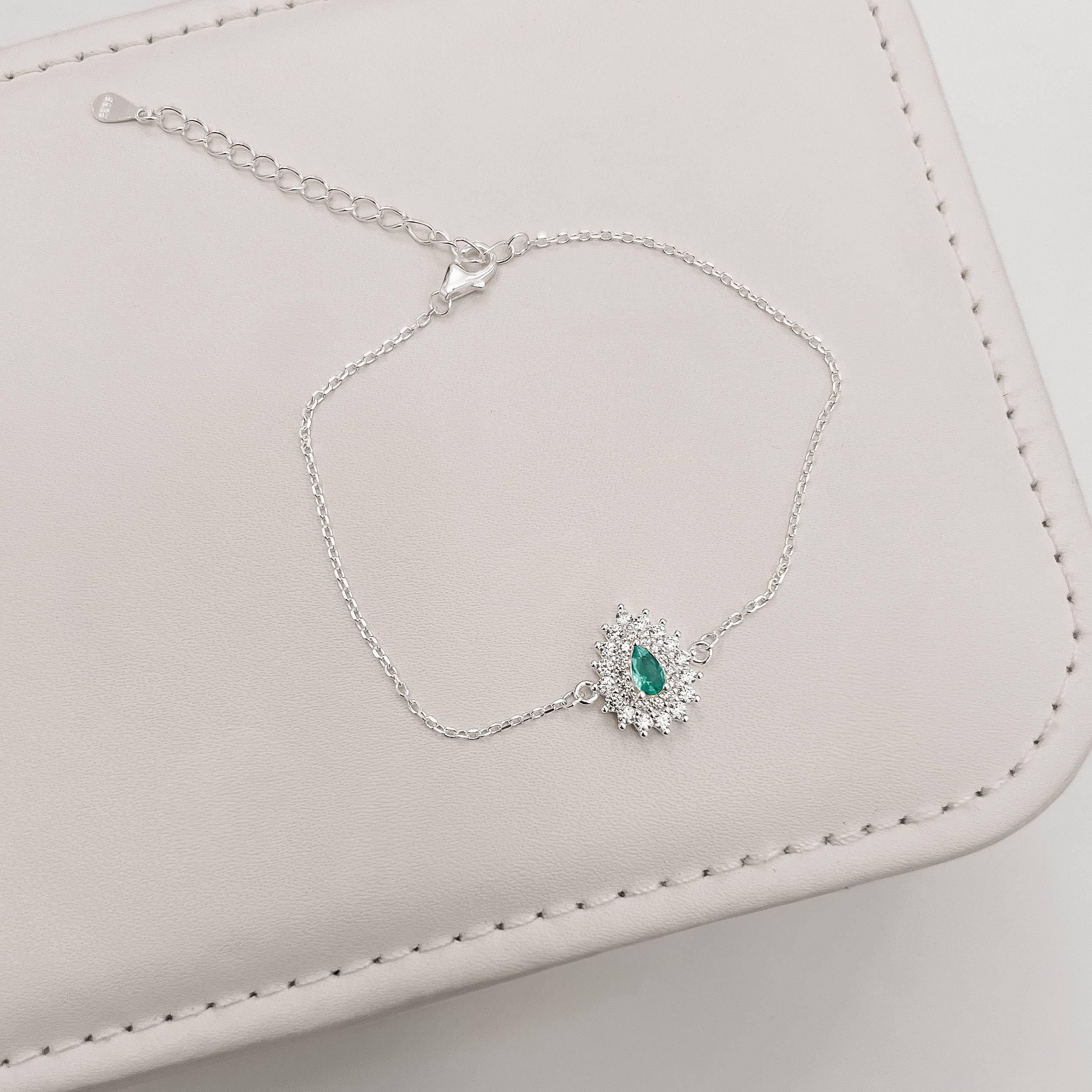 Pulseira entremeio zircônia gota acqua com cravejado 13mm