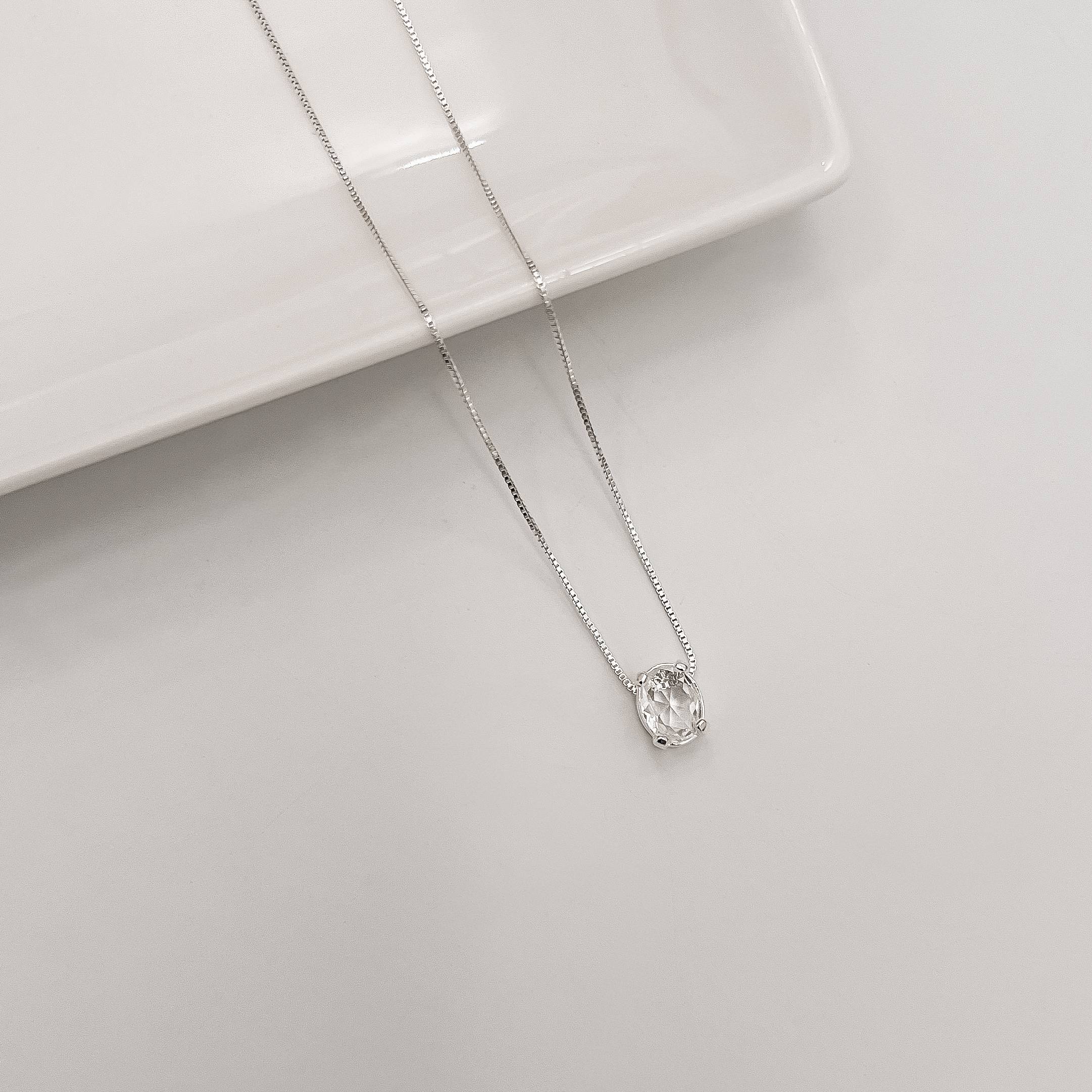 Imagem Colar zircônia oval cristal 8mm 40cm