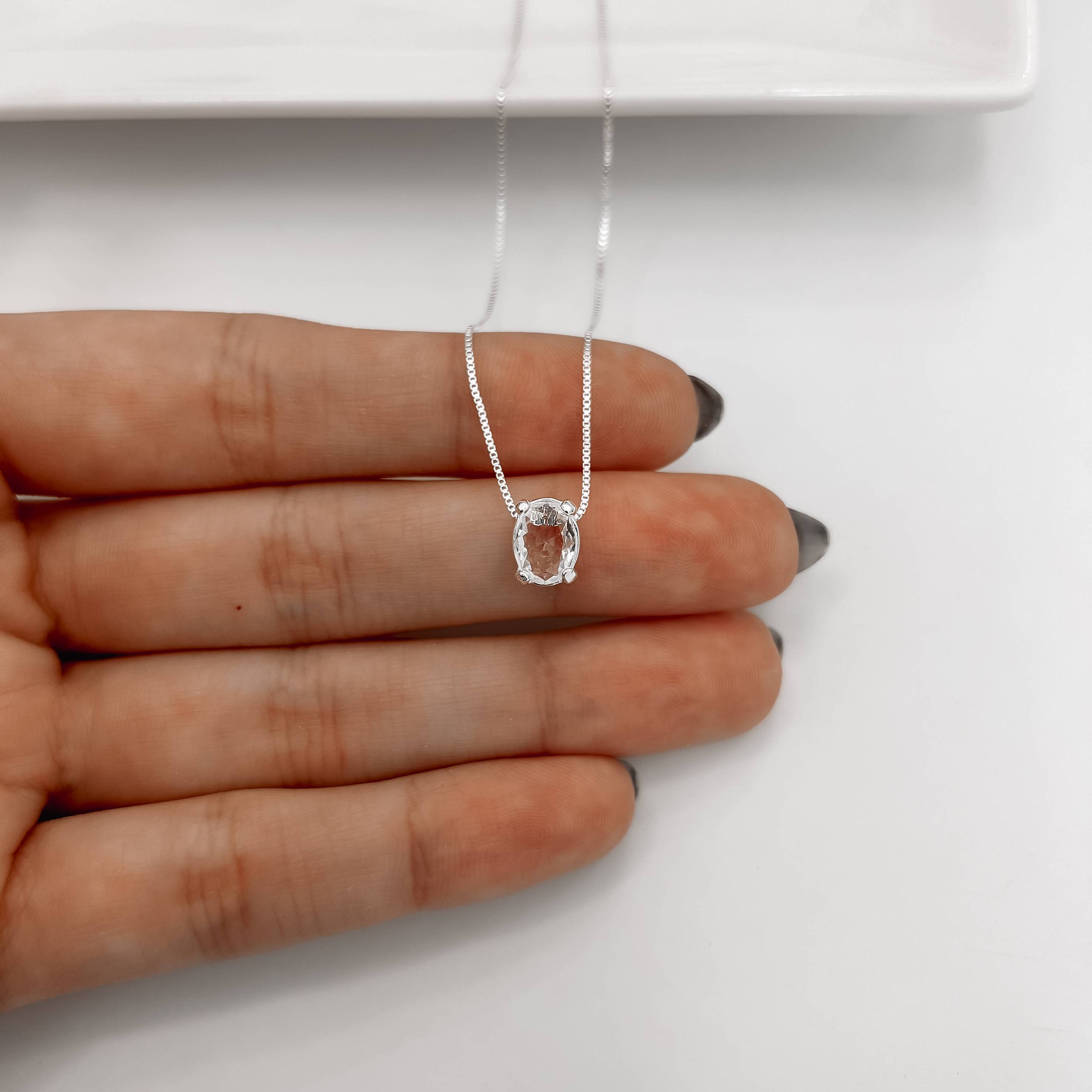 Imagem Secundária Colar zircônia oval cristal 8mm 40cm