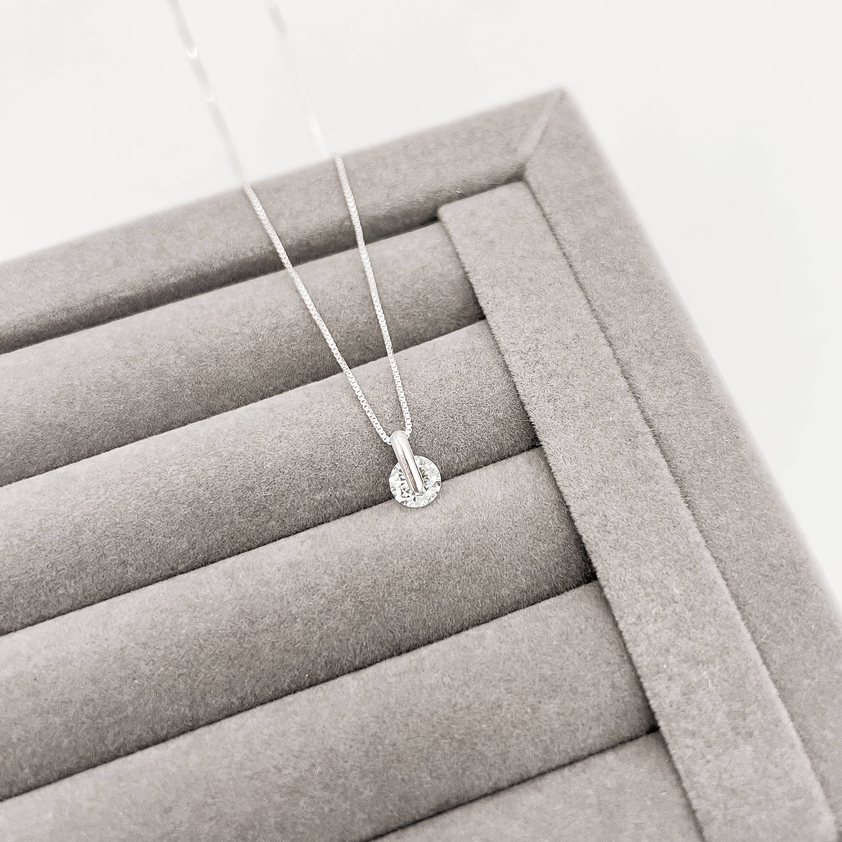 Imagem Secundária Colar pingente zircônia redonda 6mm 40cm