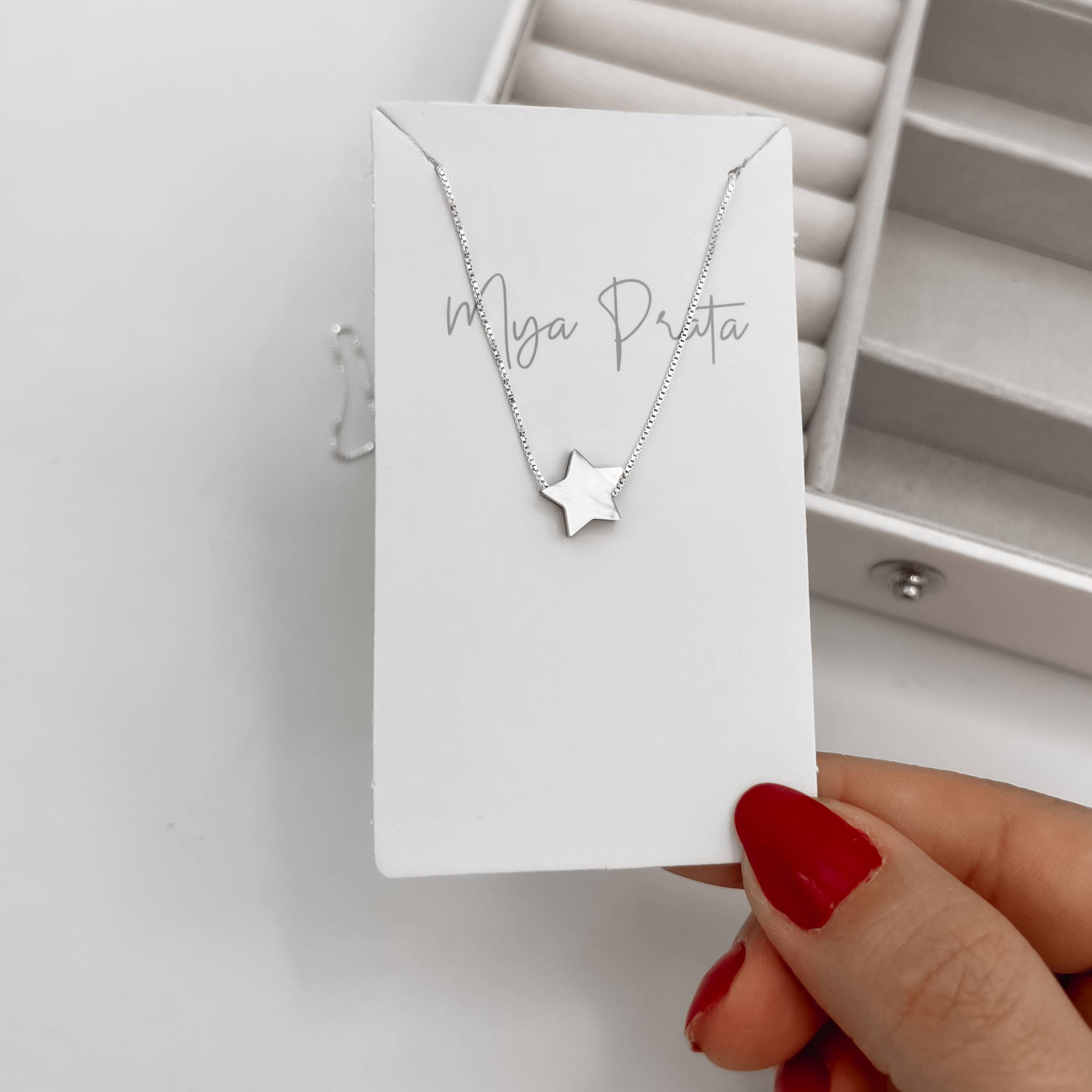 Imagem Colar estrela madrepérola e abalone 10mm 45cm