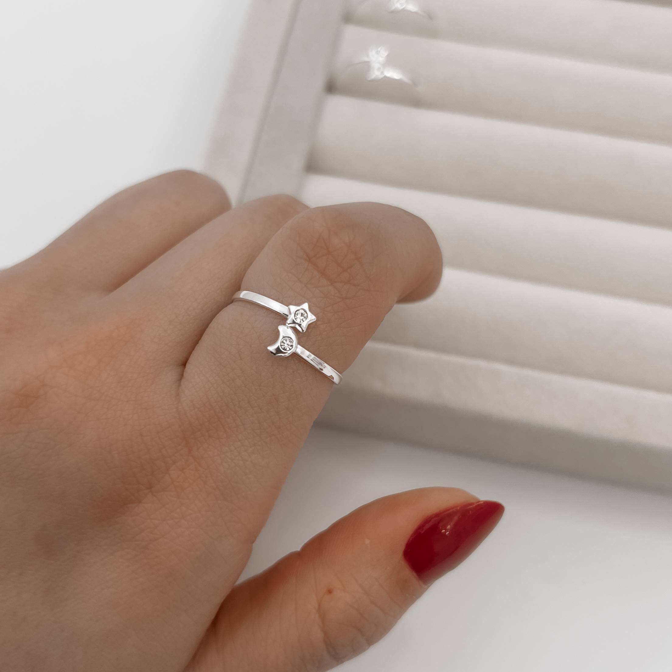 Imagem Anel lua e estrela com zircônia regulável G