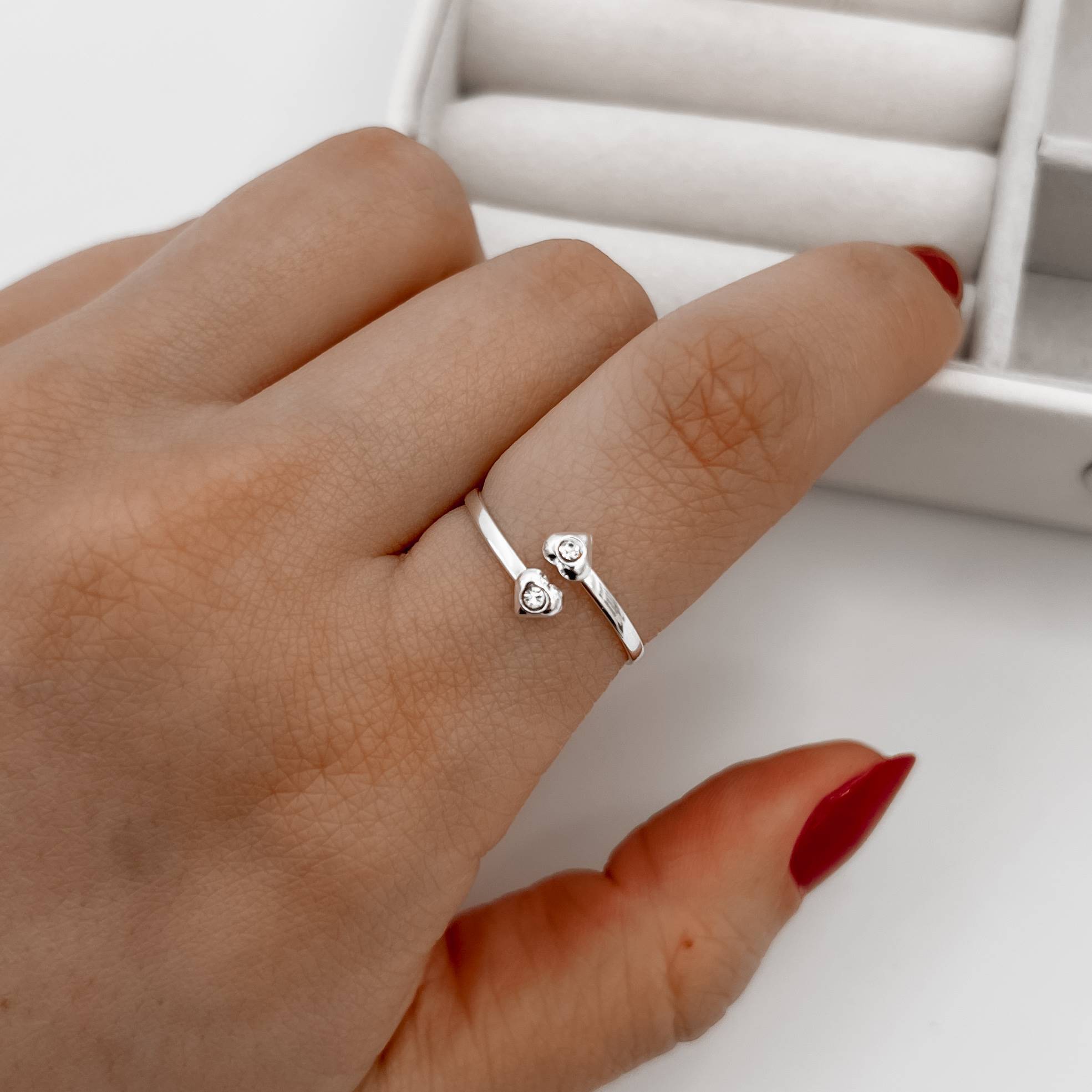 Imagem Anel corações com zircônia regulável P