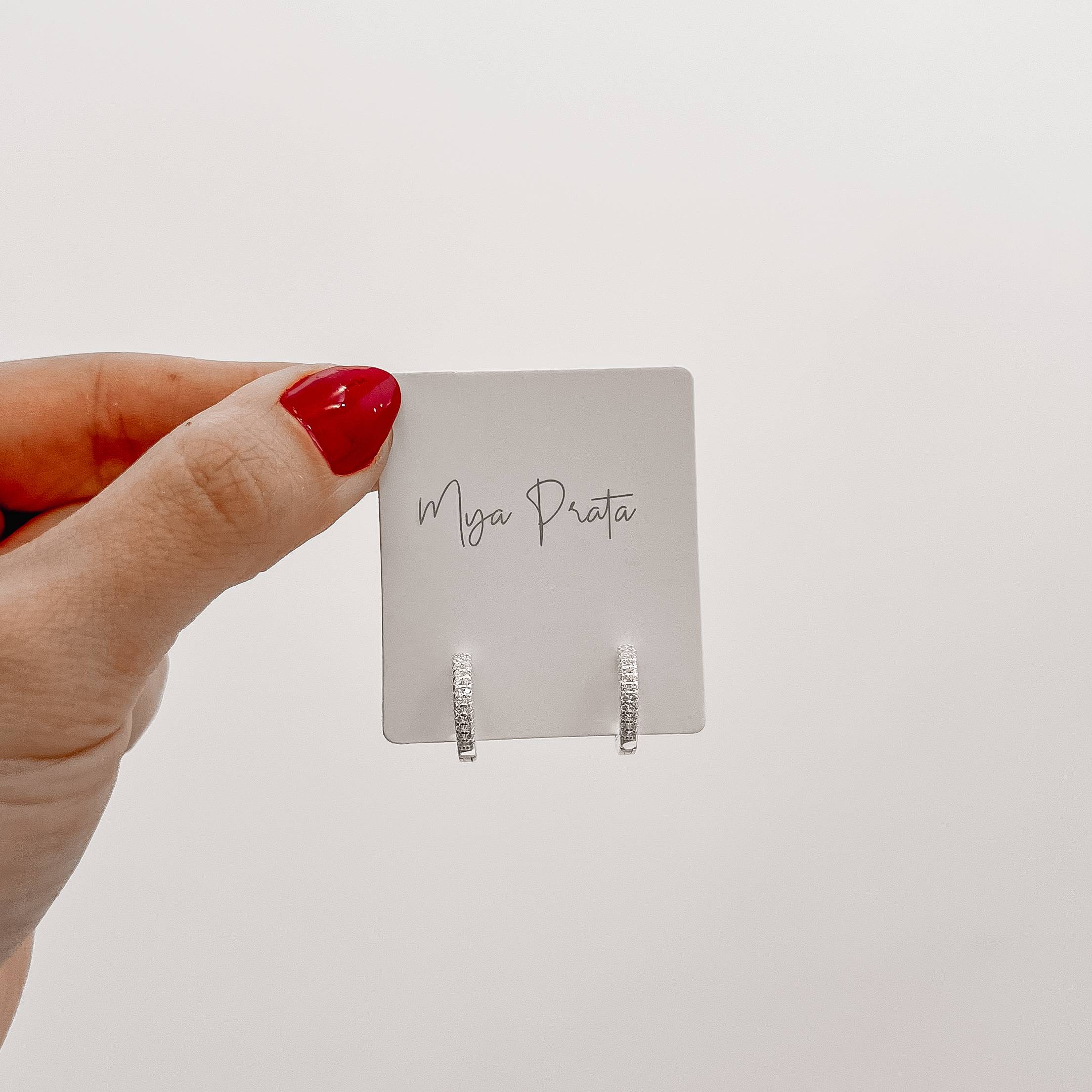 Imagem Secundária Argola click 13mm frente e interior cravejado duplo