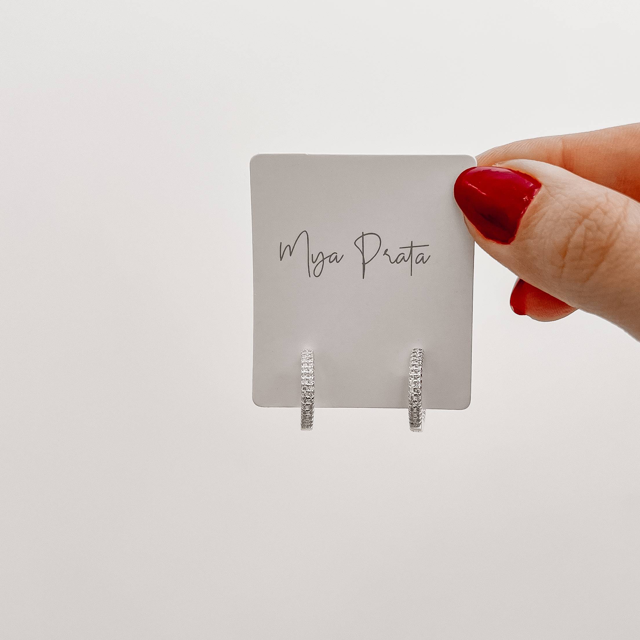 Imagem Secundária Argola click 15mm frente e interior cravejado duplo