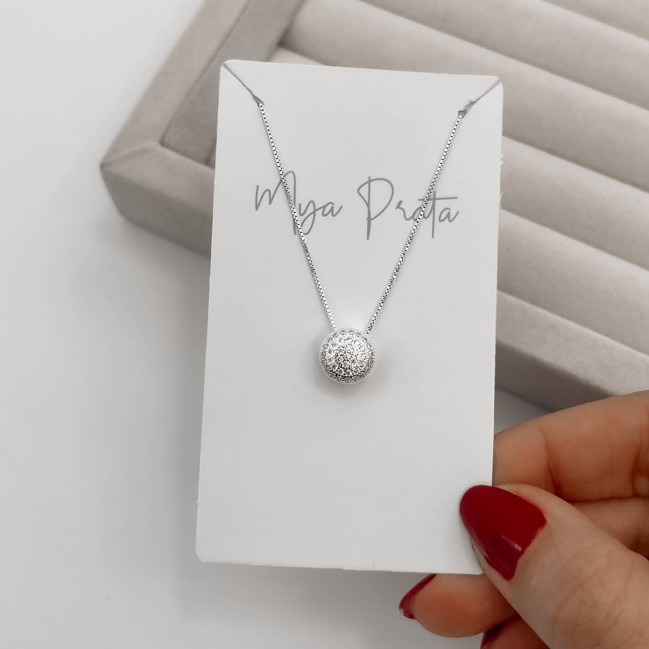 Imagem Colar círculo cravejado 9mm 40cm