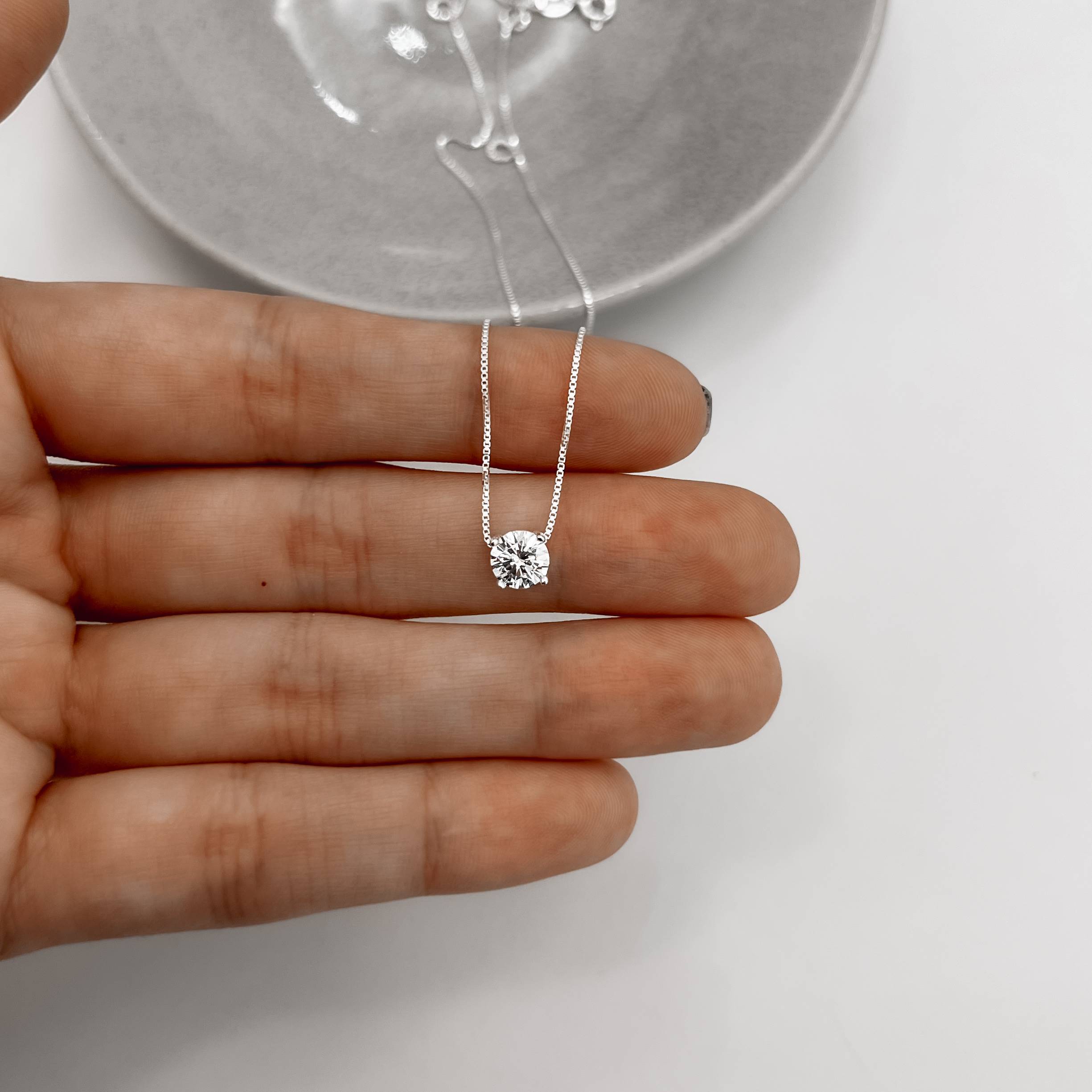 Imagem Secundária Colar zircônia redonda 6mm caixa alta 40cm