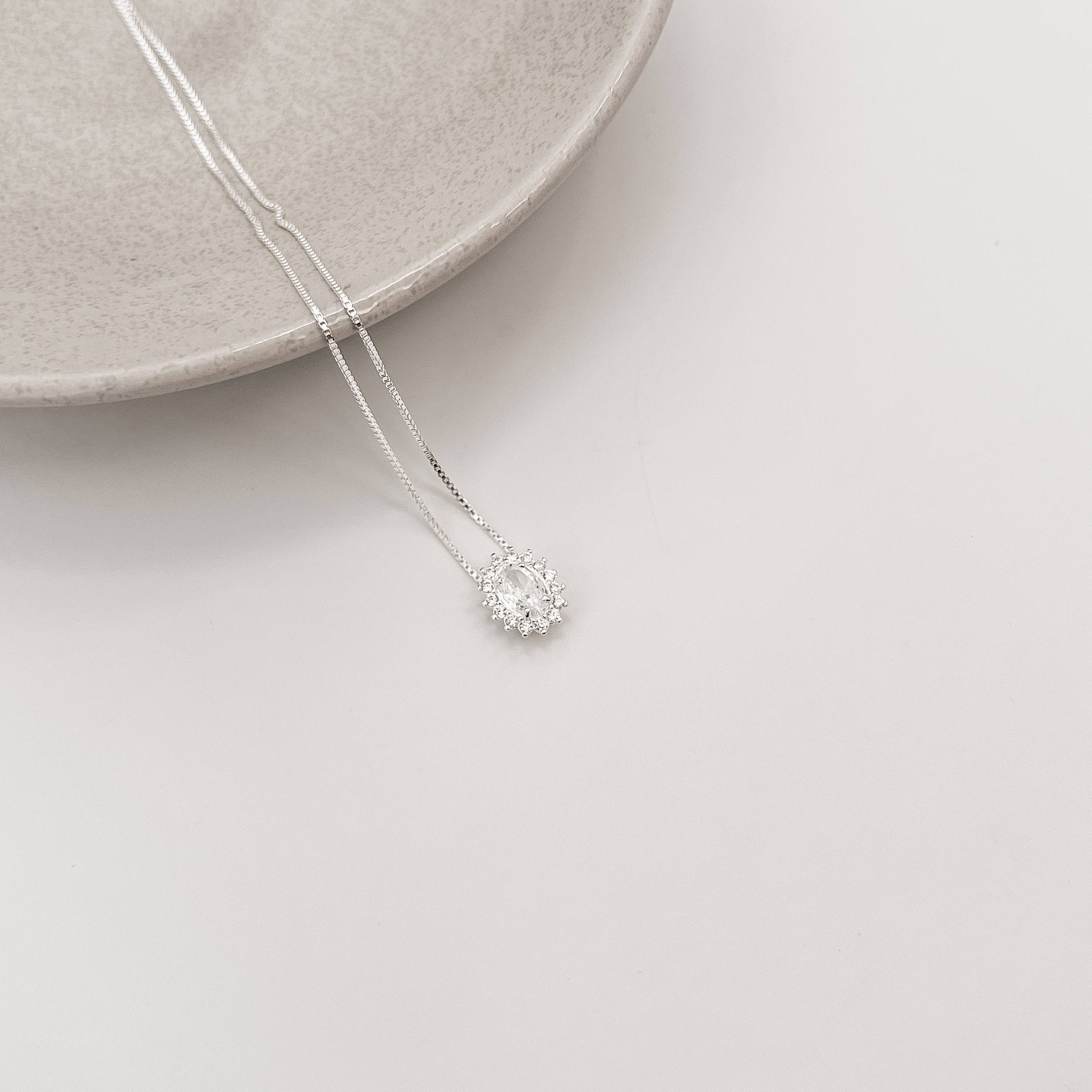 Imagem Secundária Colar zircônia oval com cravejado 10mm 45cm